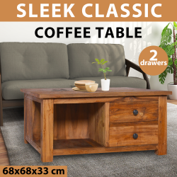 vidaXL Coffee Table 26.8"x26.8"x13" Solid Teak Wood-9