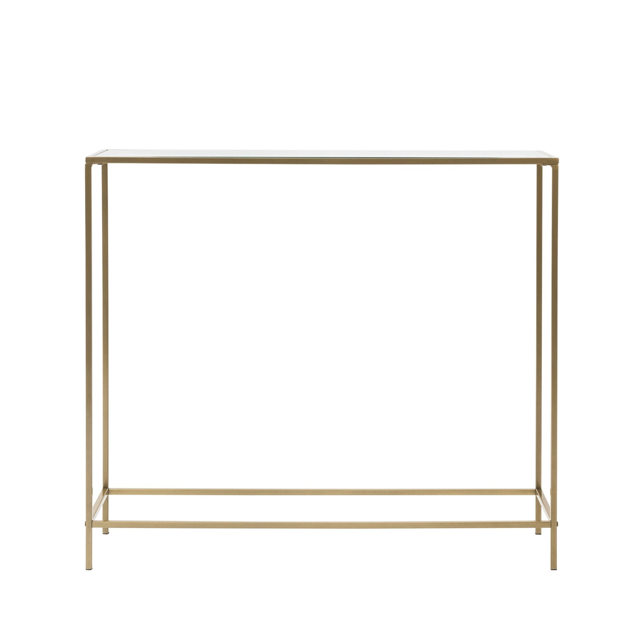 36" Clear and Gold Glass Console Table