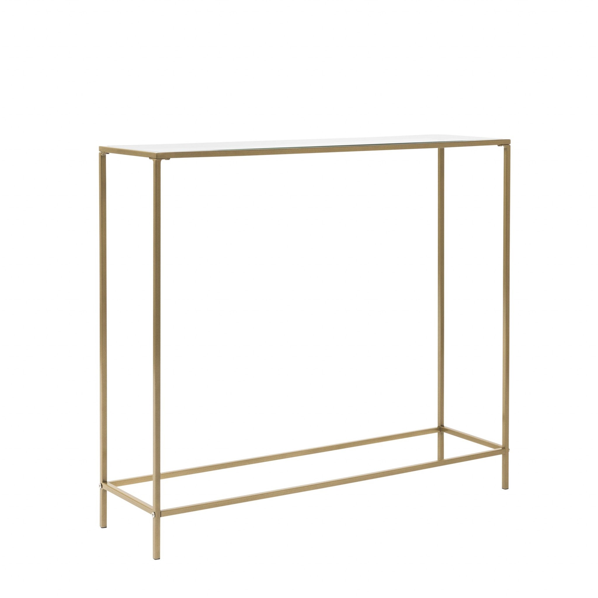 36" Clear and Gold Glass Console Table