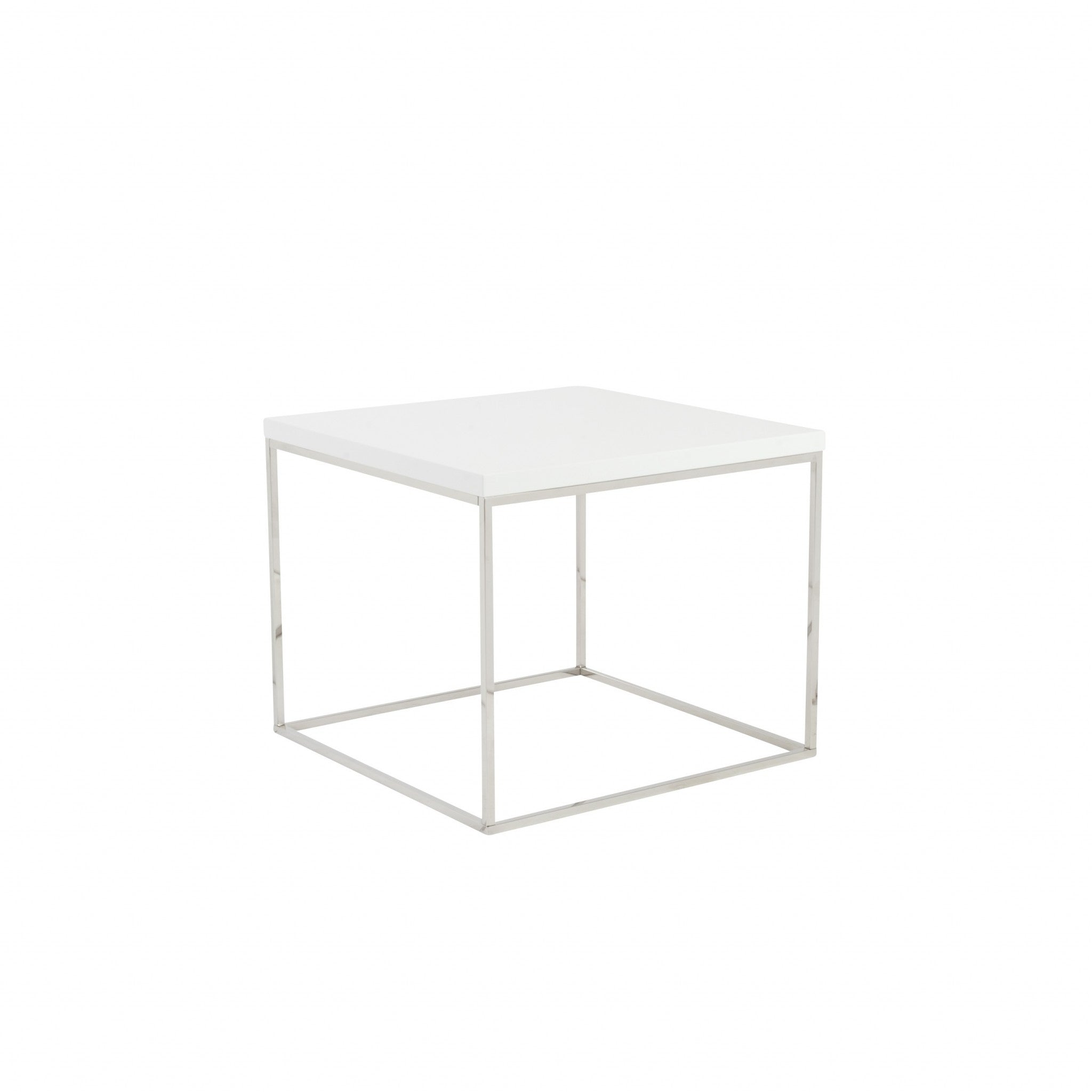 20" Silver And White Square End Table
