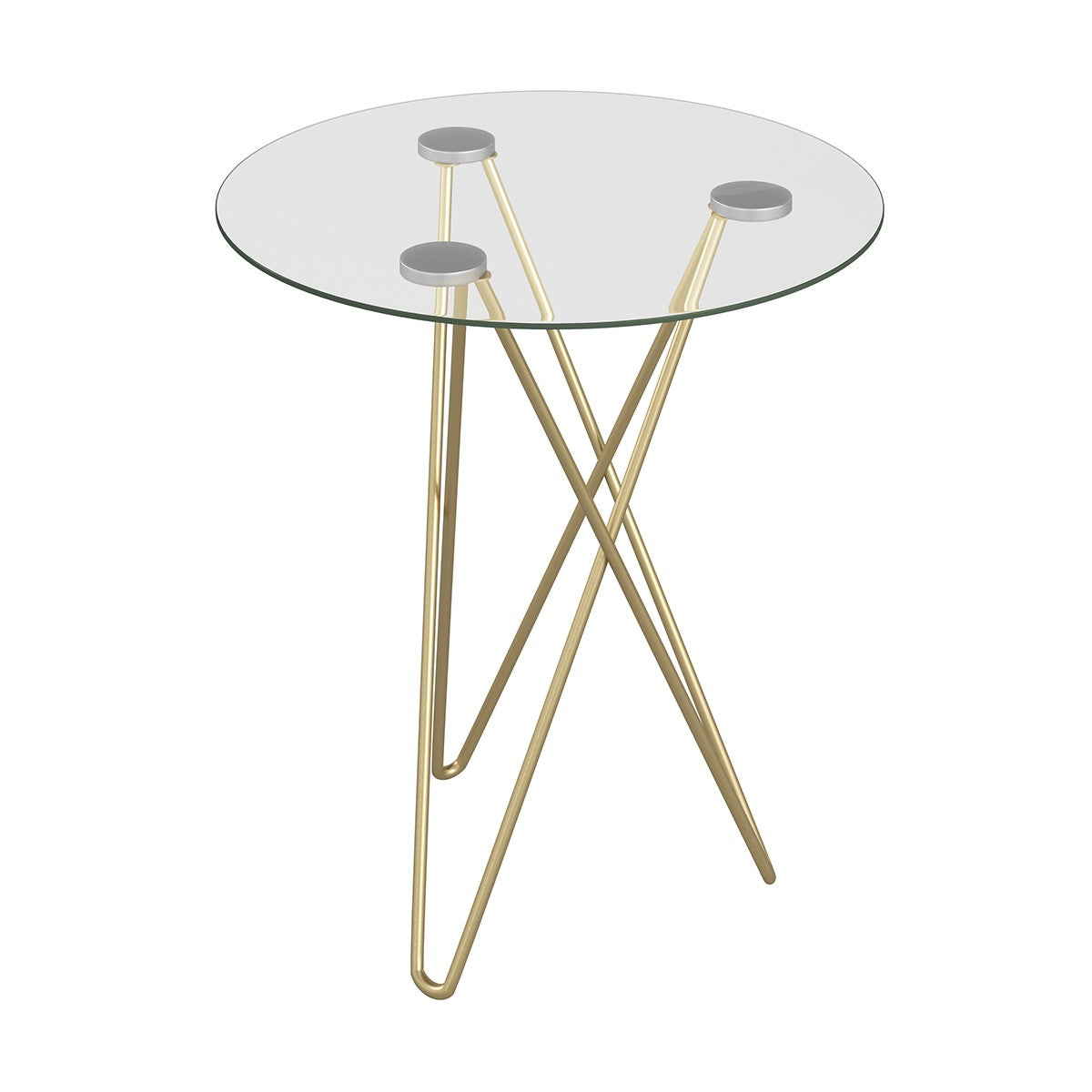 Geometric Clear Glass and Gold Round Table