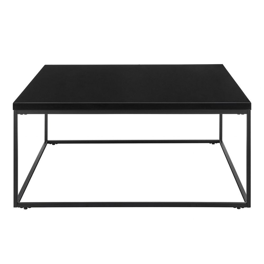 35" Black Wood And Metal Square Frame Coffee Table