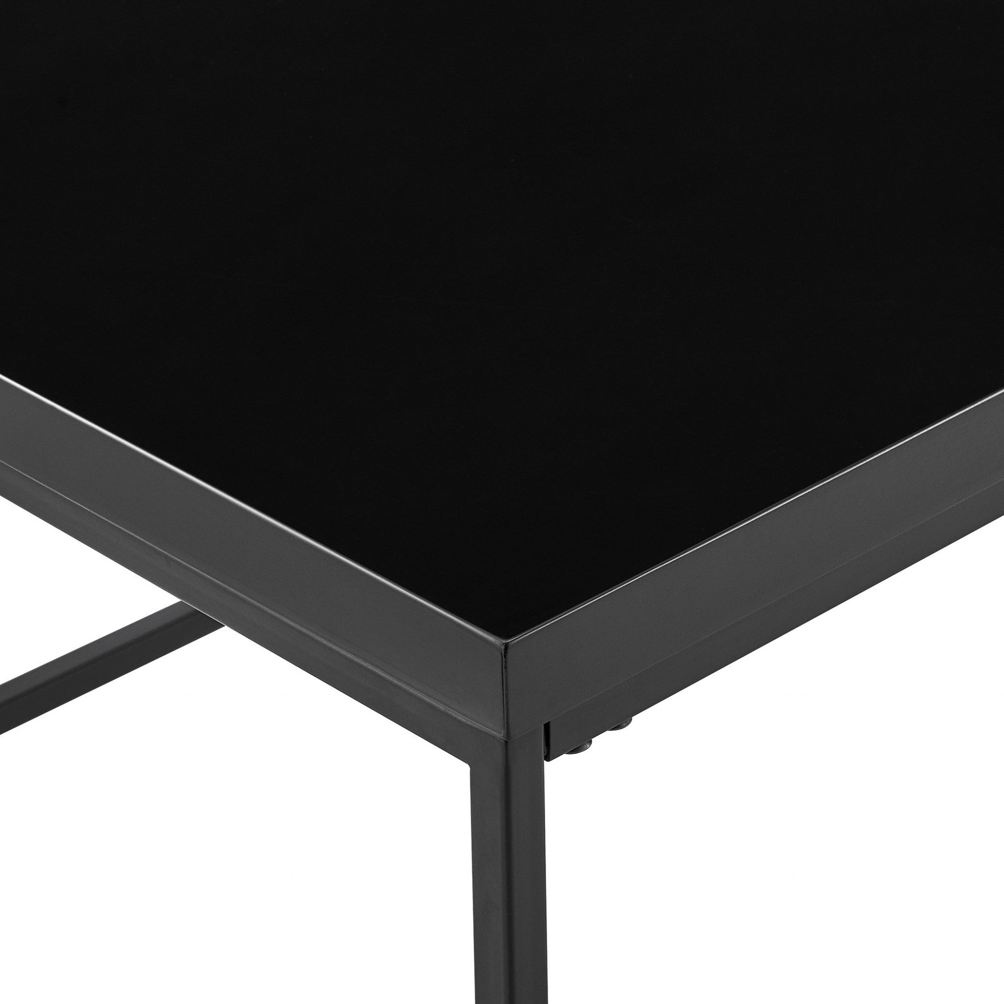 35" Black Wood And Metal Square Frame Coffee Table