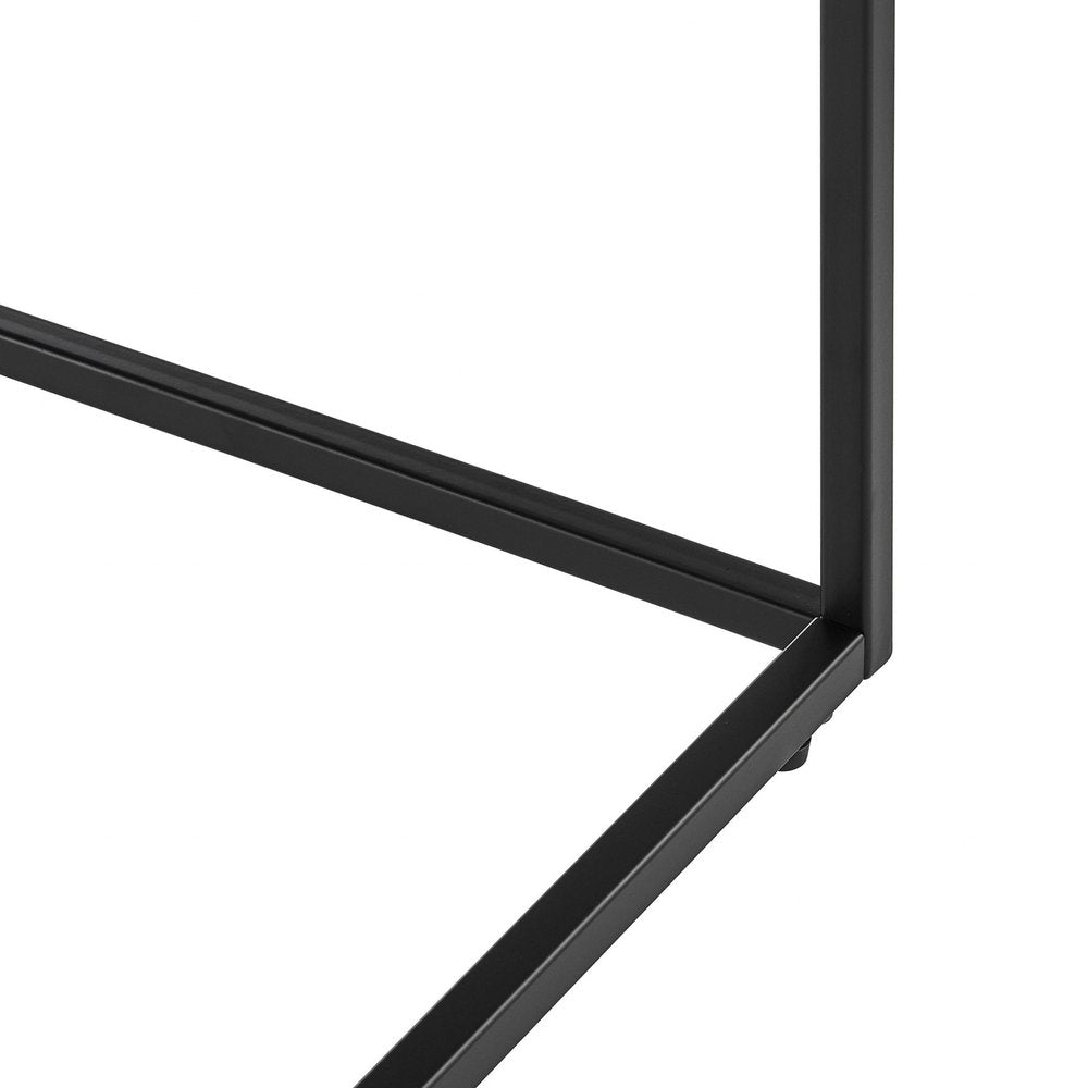 35" Black Wood And Metal Square Frame Coffee Table