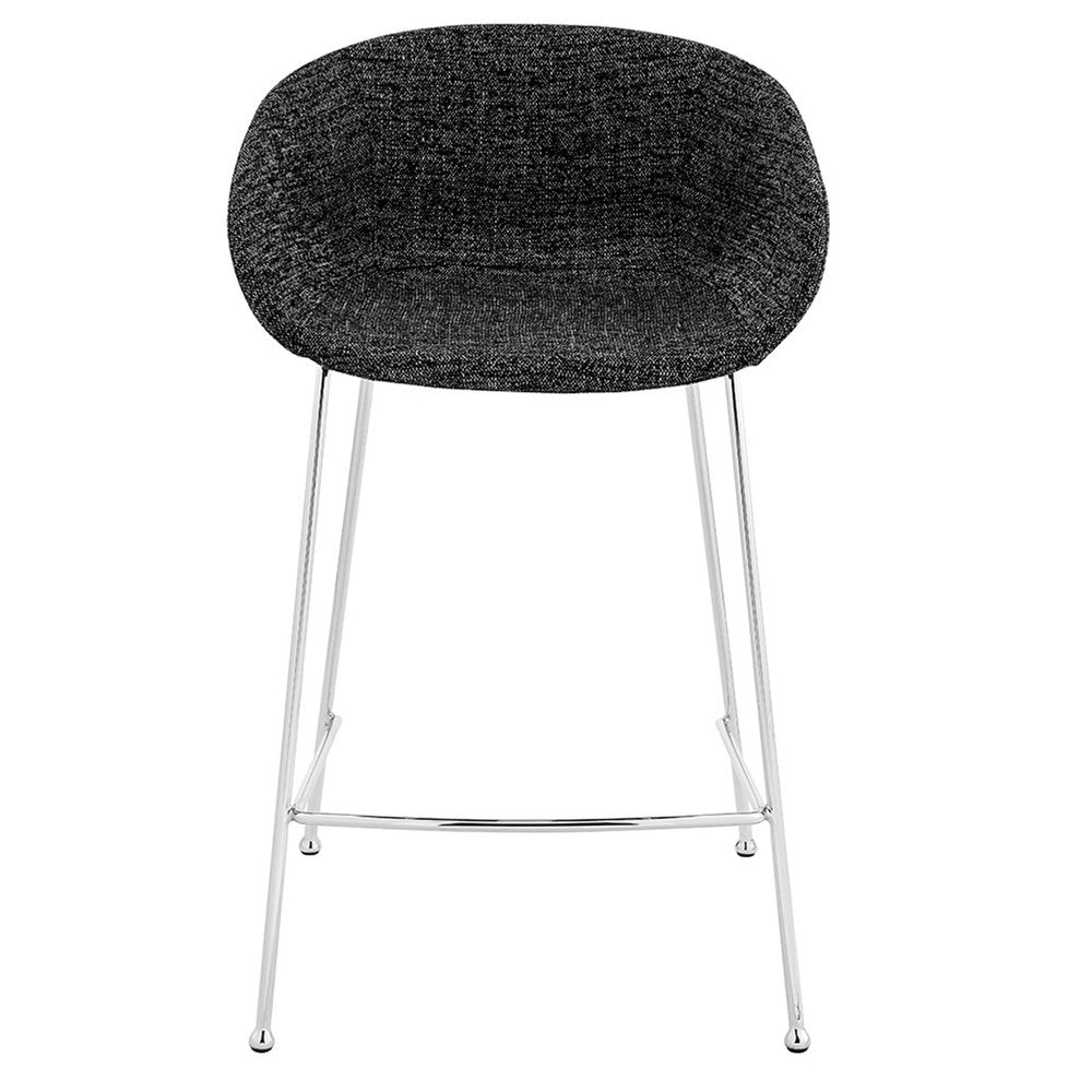 Set of Two 26" Black And Silver Fabric And Steel Low Back Counter Height Bar Chairs