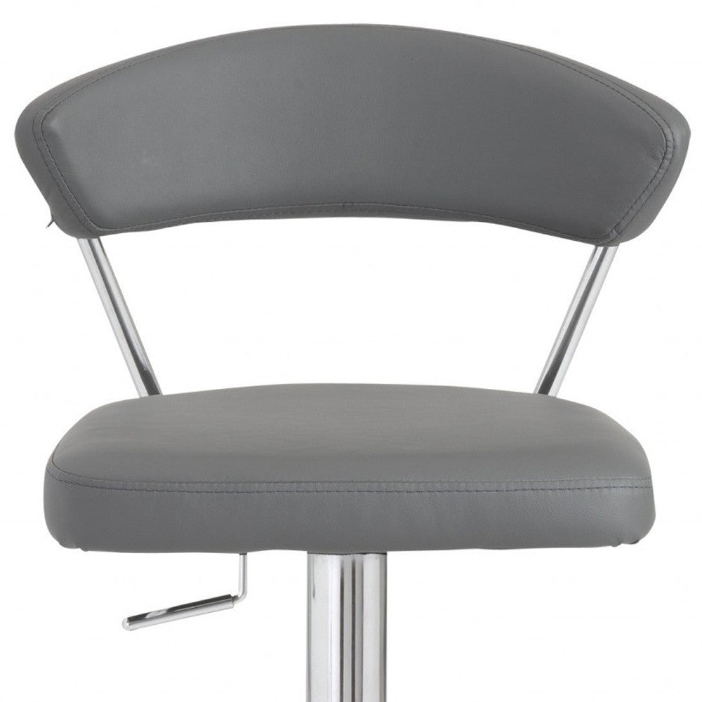 30" Gray And Silver Steel Swivel Low Back Bar Height Bar Chair