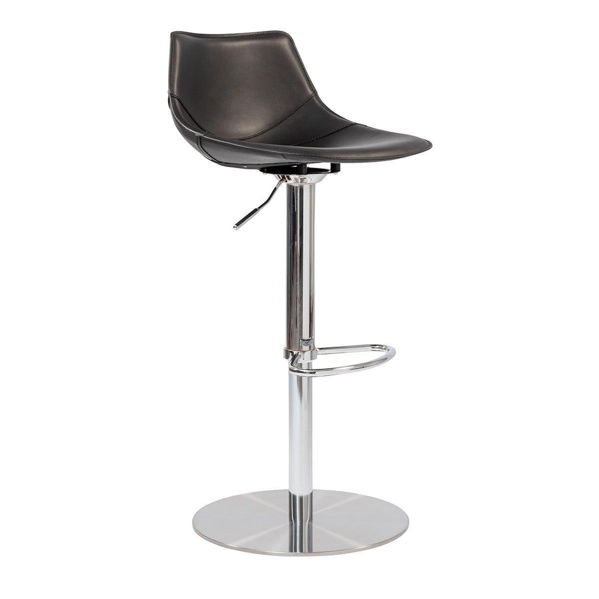 32" Black And Silver Steel Swivel Low Back Bar Height Bar Chair