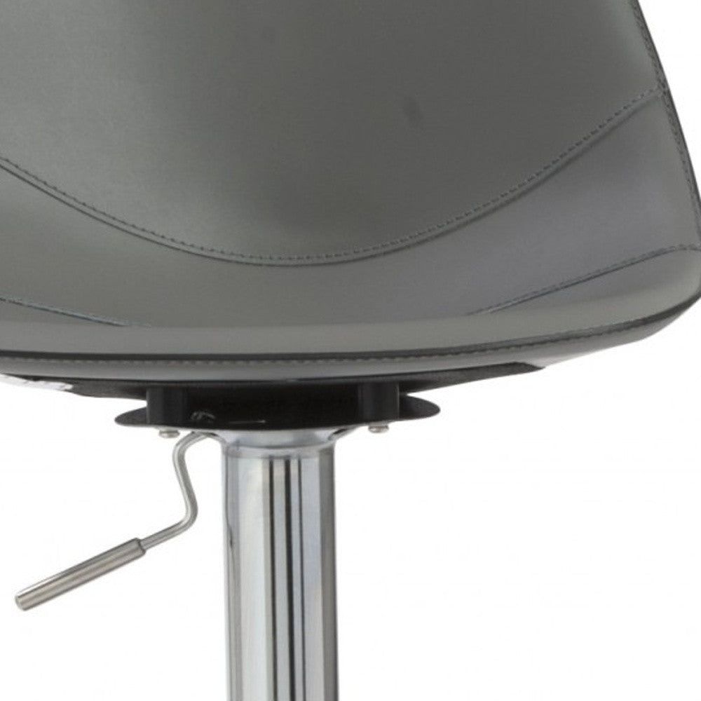 Gray And Silver Steel Low Back Bar Height Swivel Bar Chair