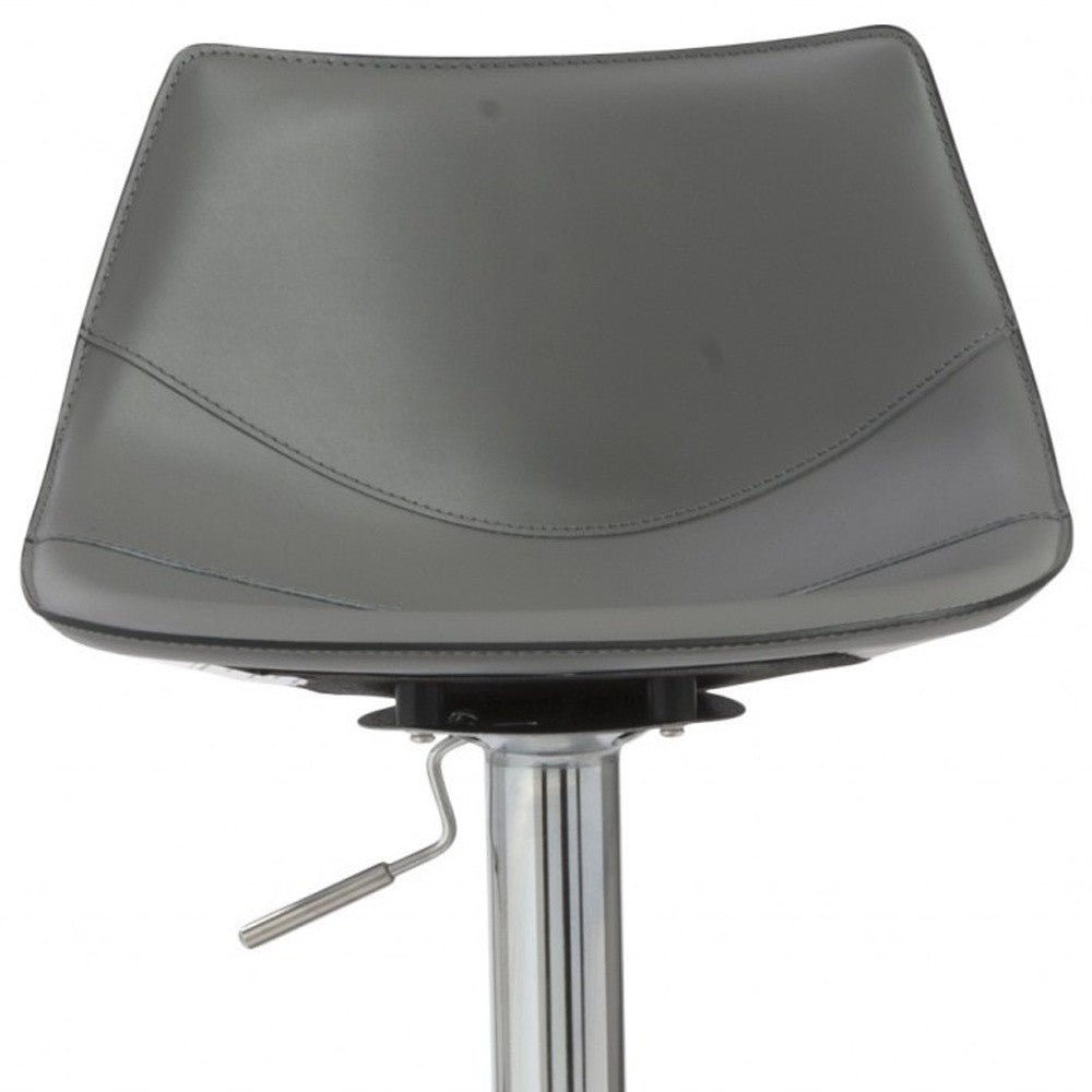 Gray And Silver Steel Low Back Bar Height Swivel Bar Chair