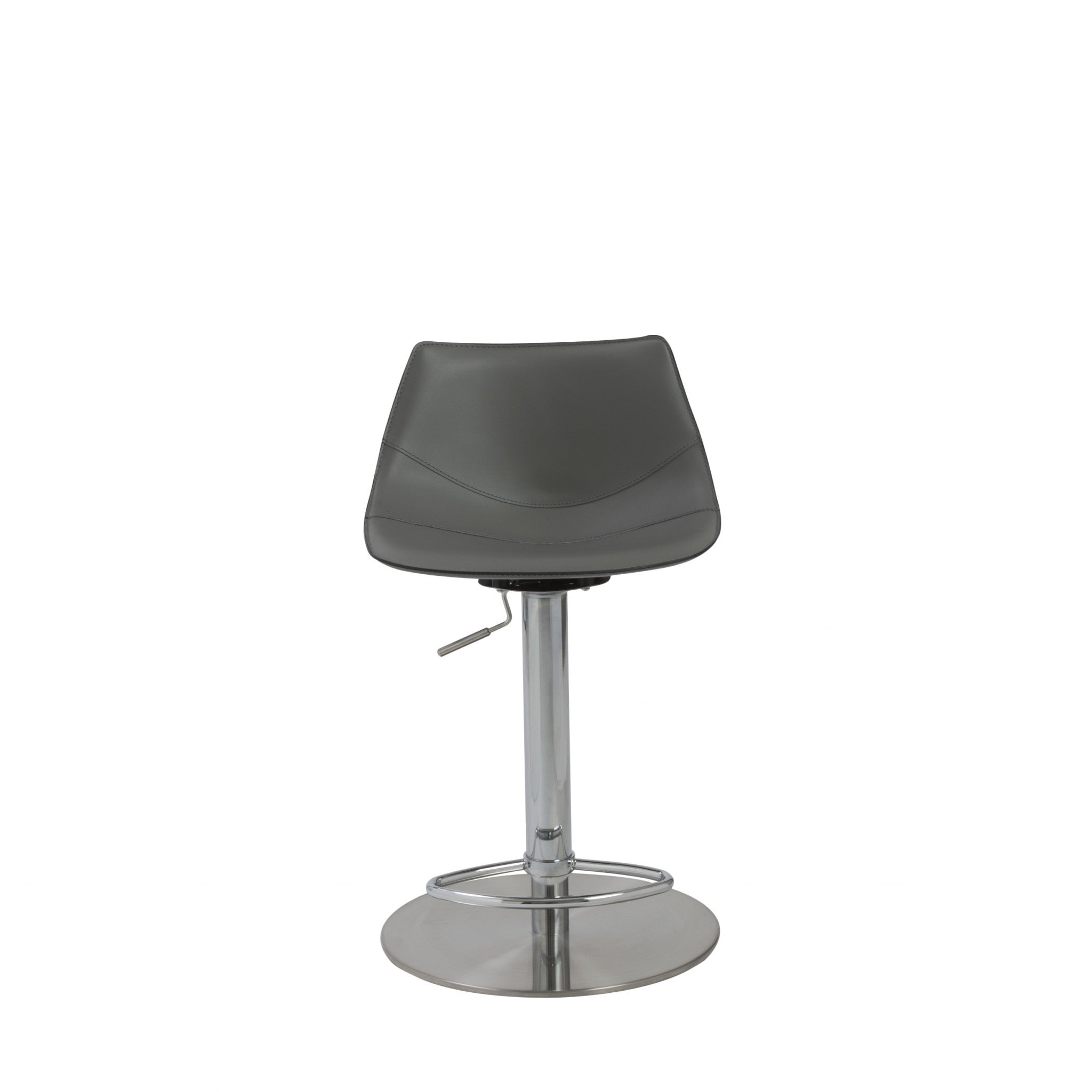 Gray And Silver Steel Low Back Bar Height Swivel Bar Chair