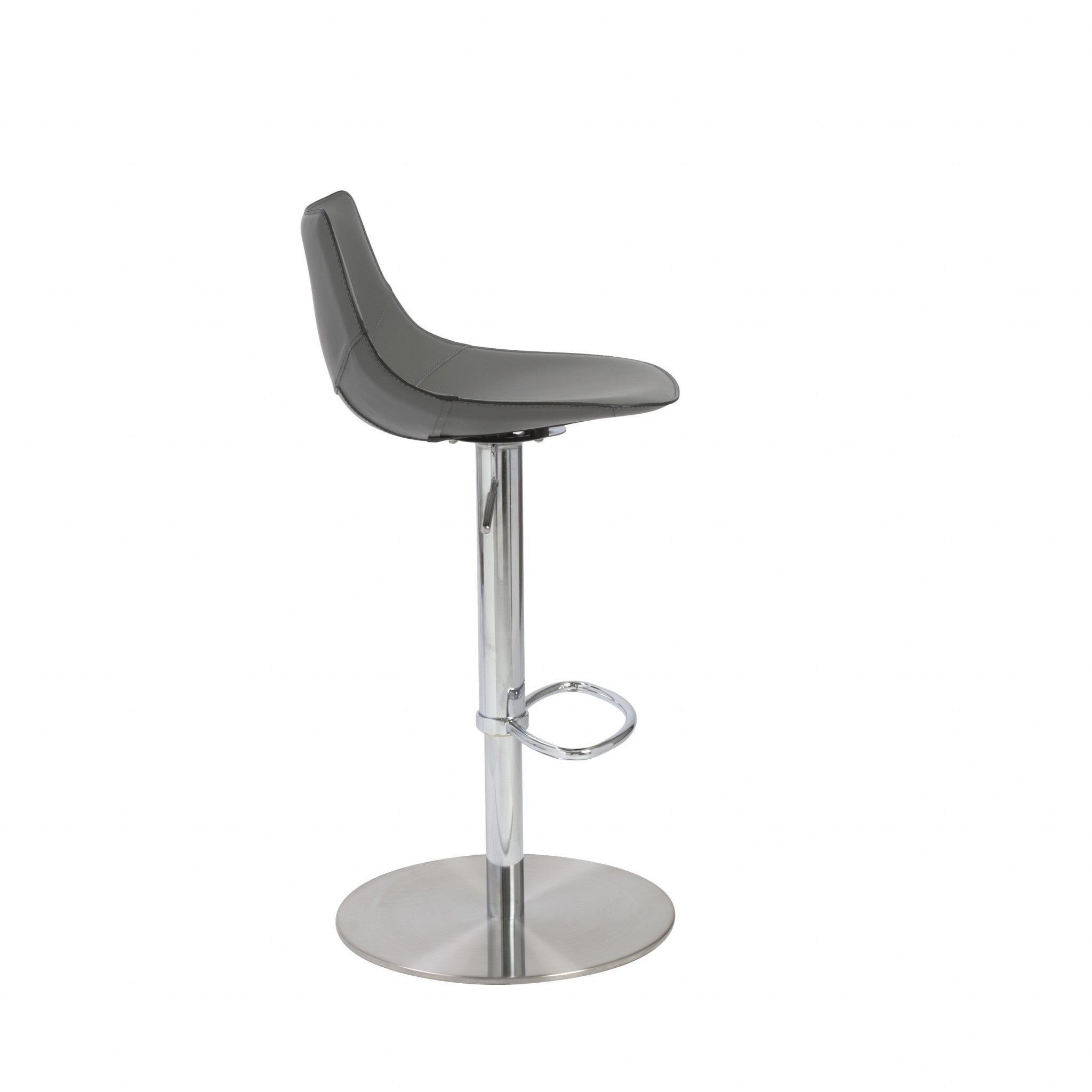 Gray And Silver Steel Low Back Bar Height Swivel Bar Chair