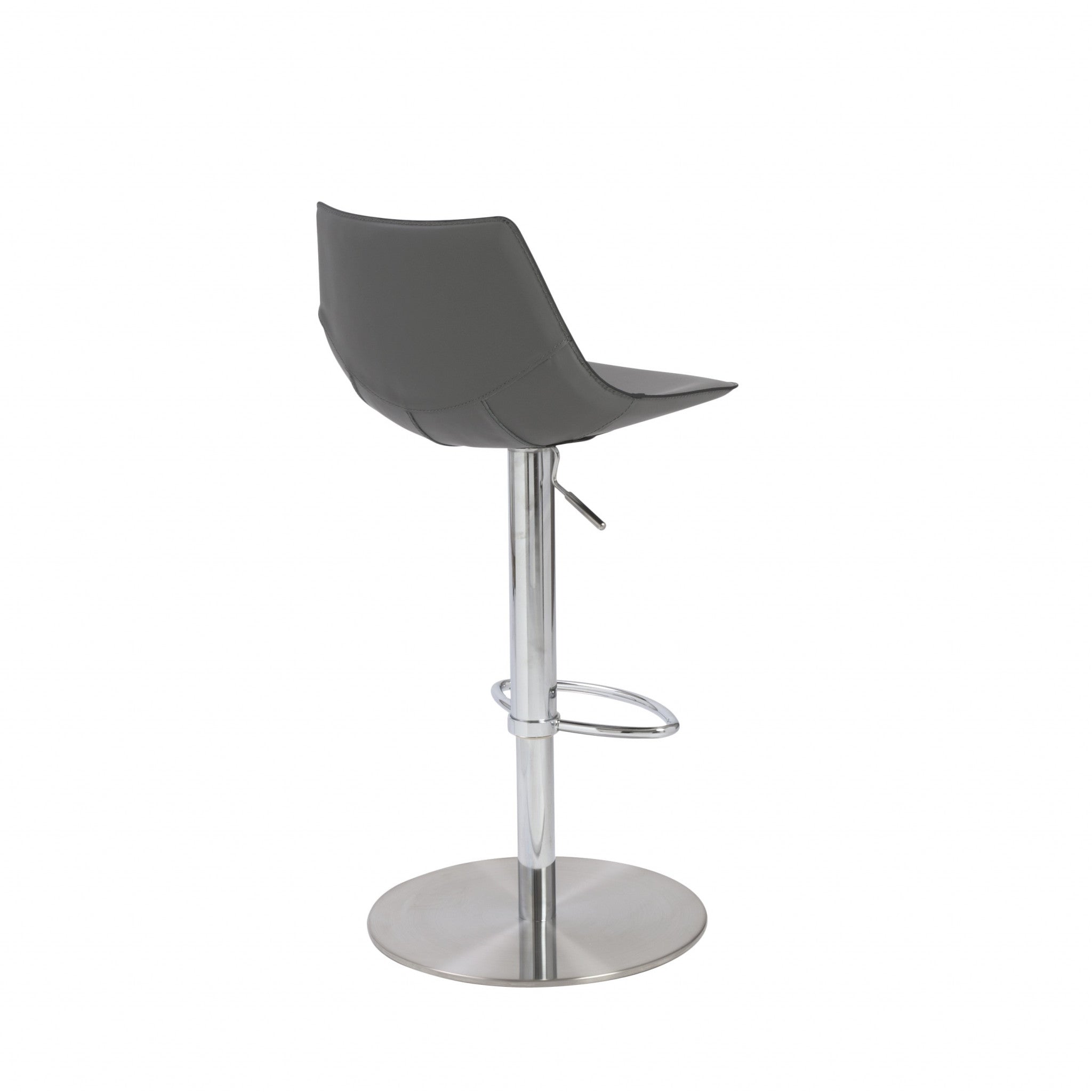 Gray And Silver Steel Low Back Bar Height Swivel Bar Chair