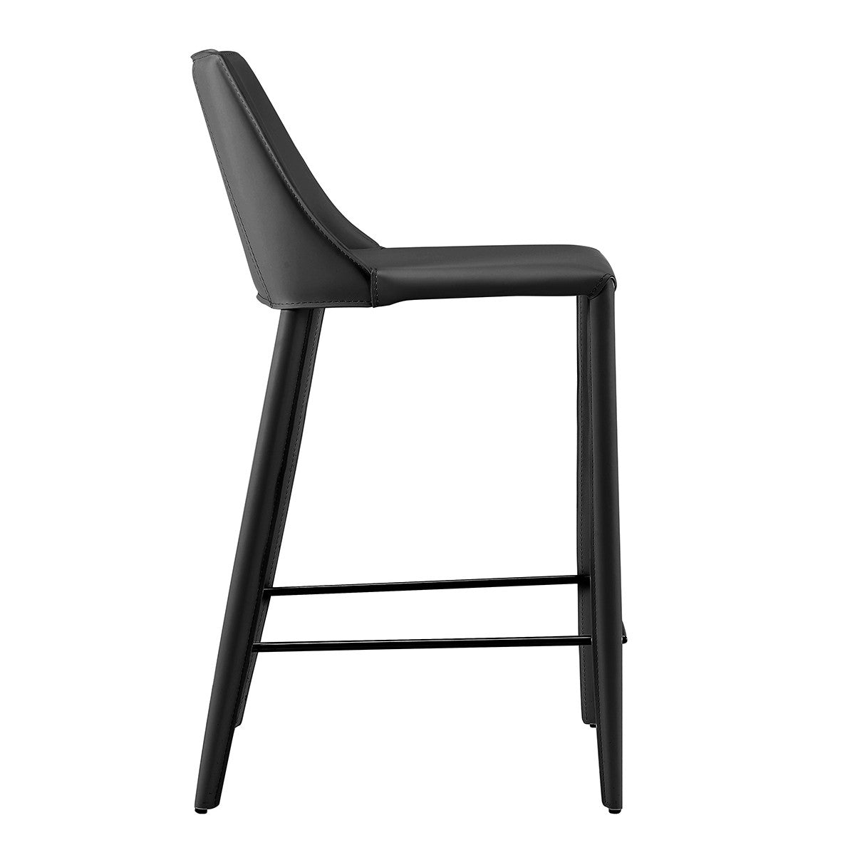 26" Black Steel Low Back Counter Height Bar Chair
