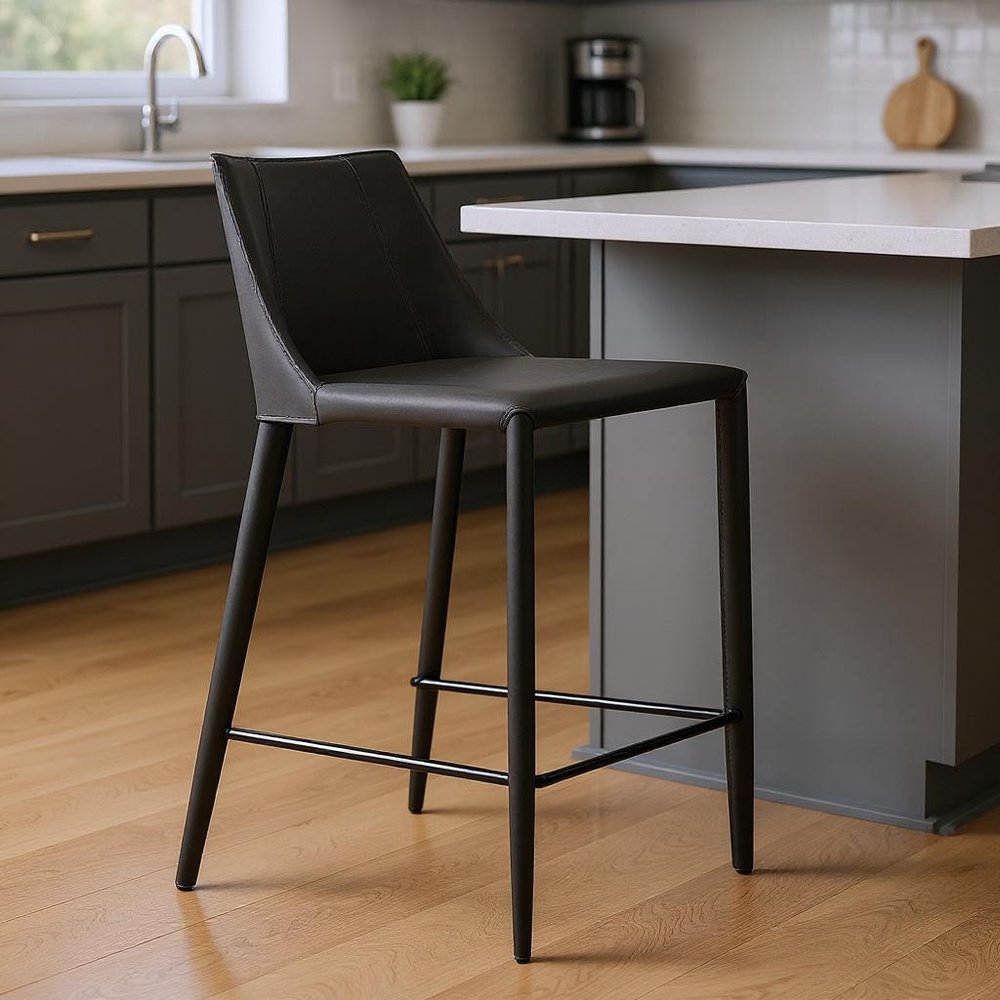 26" Black Steel Low Back Counter Height Bar Chair