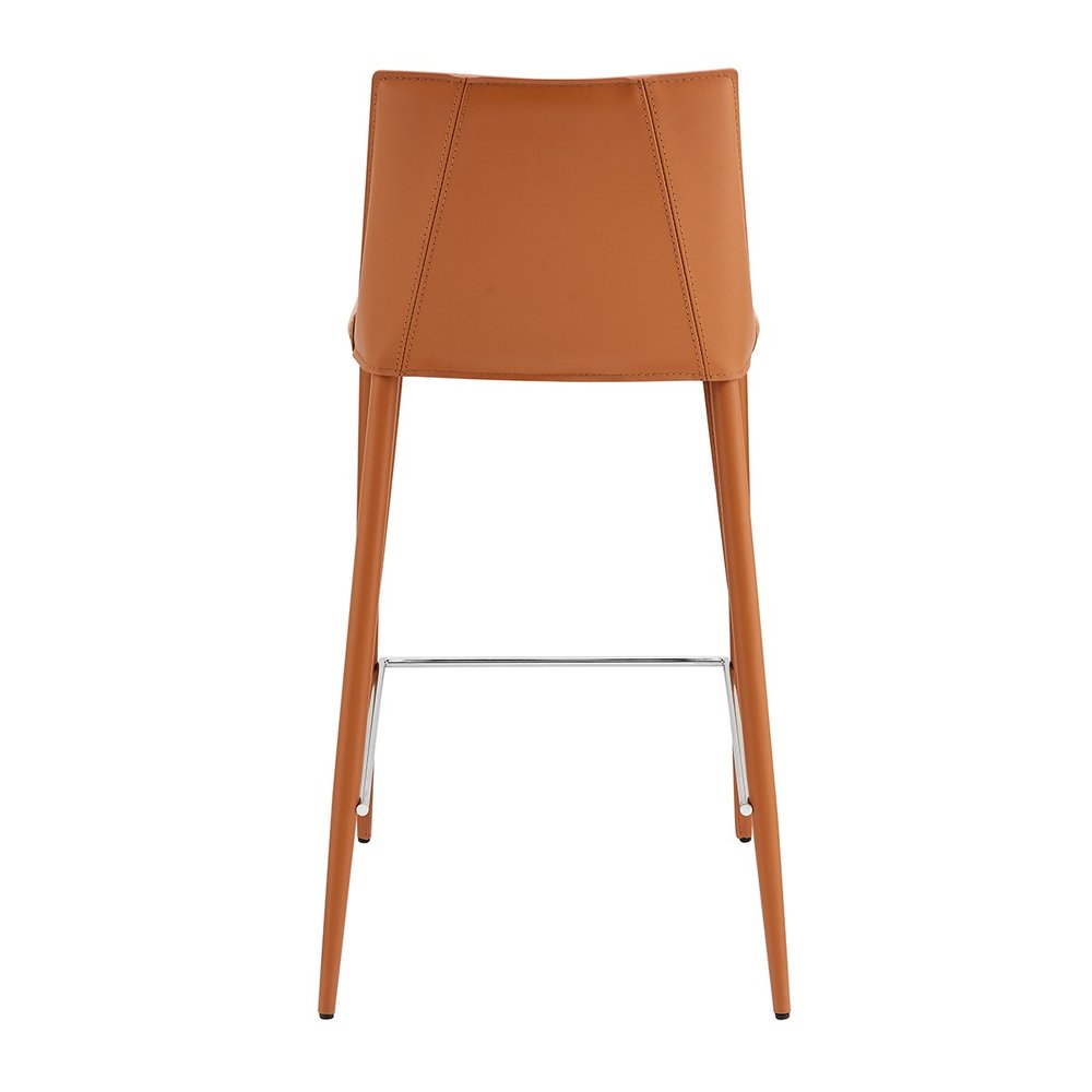 26" Terra Cotta Faux Leather And Faux Leather And Steel Low Back Counter Height Bar Chair