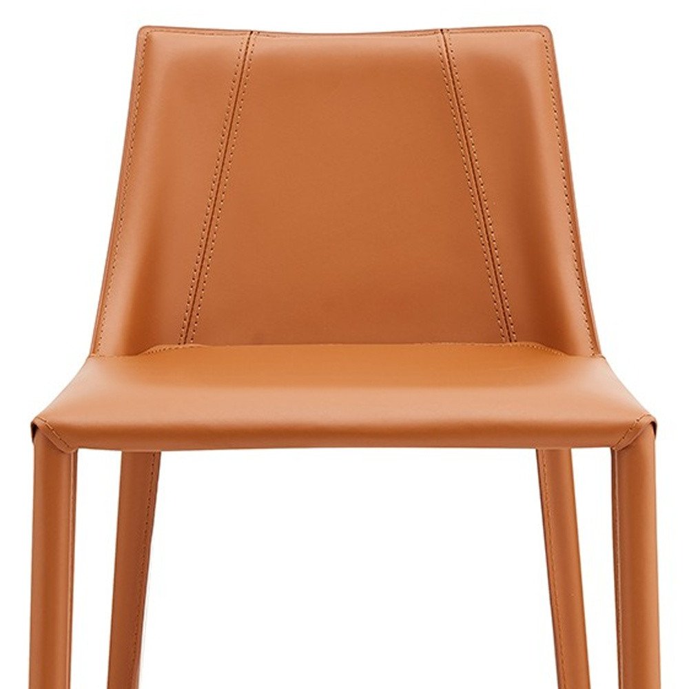 26" Terra Cotta Faux Leather And Faux Leather And Steel Low Back Counter Height Bar Chair