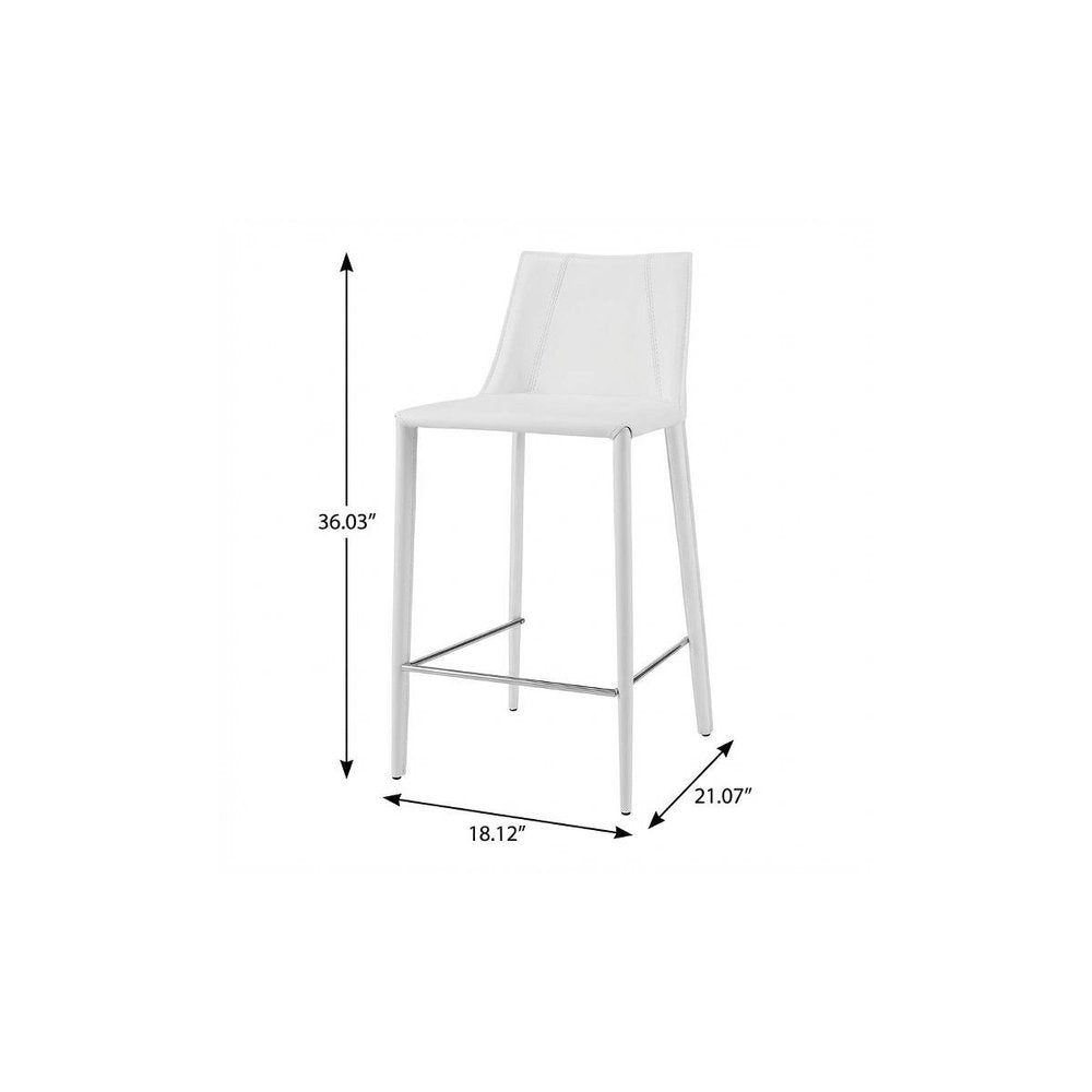26" White Steel Low Back Counter Height Bar Chair