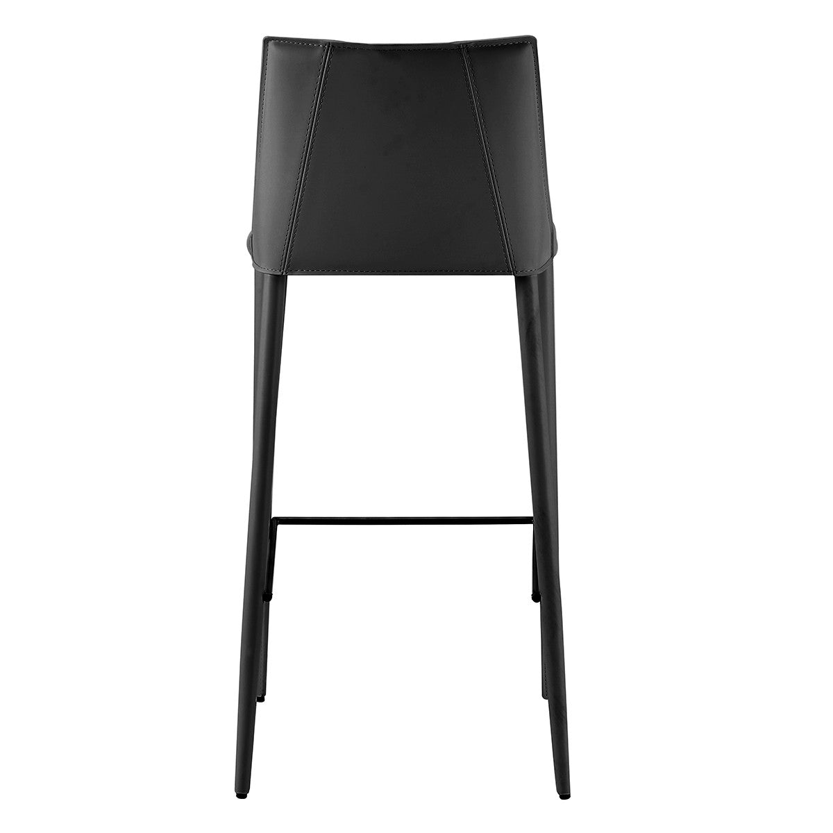 30" Black Faux Leather And Steel Low Back Bar Height Bar Chair