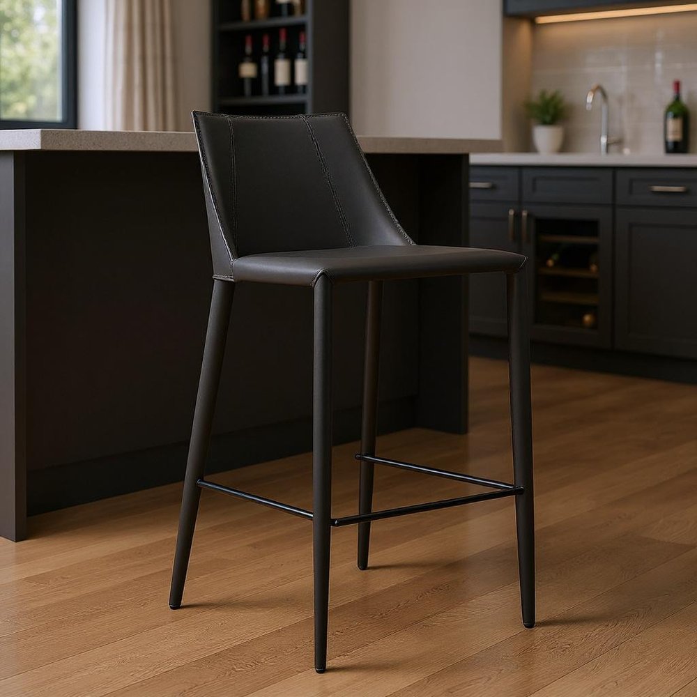 30" Black Steel Low Back Bar Height Bar Chair