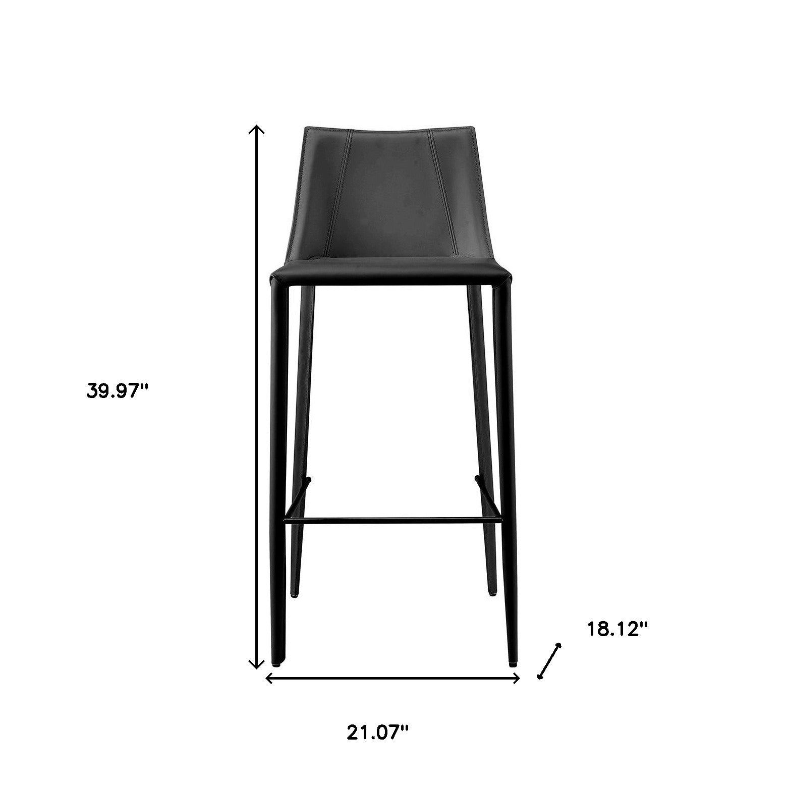 30" Black Steel Low Back Bar Height Bar Chair