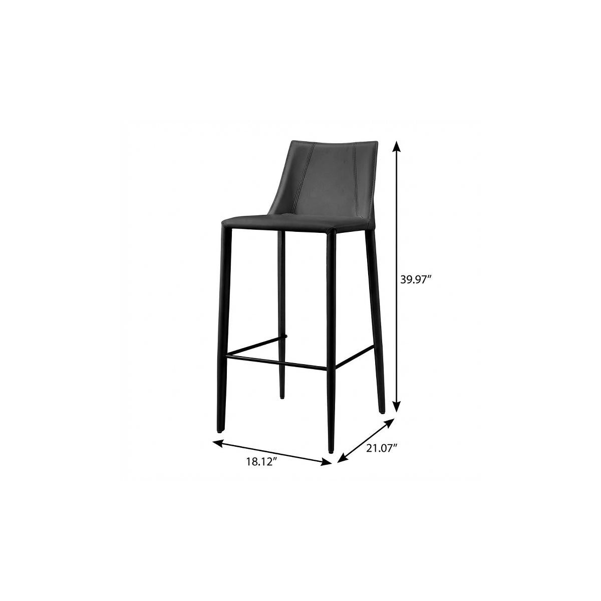30" Black Faux Leather And Steel Low Back Bar Height Bar Chair