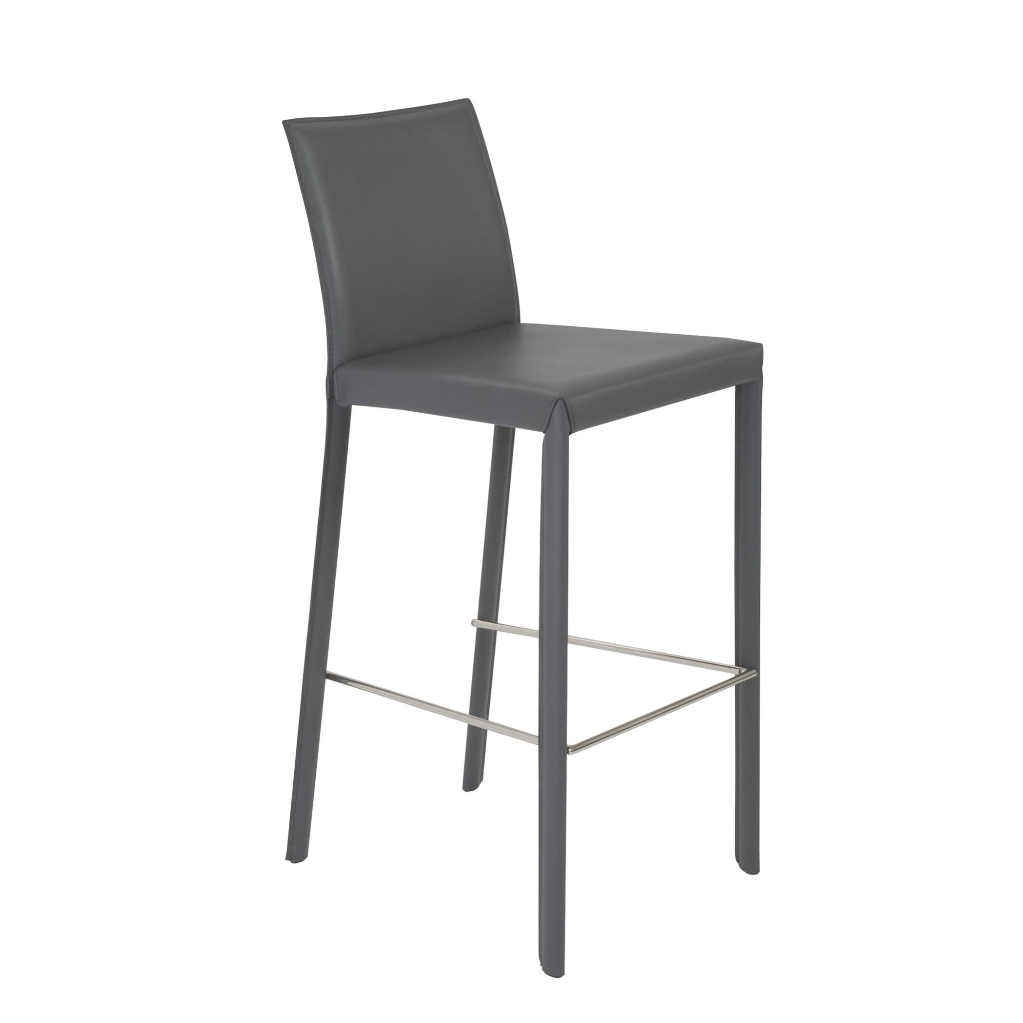 Set of Two 30" Gray Steel Low Back Bar Height Bar Chairs