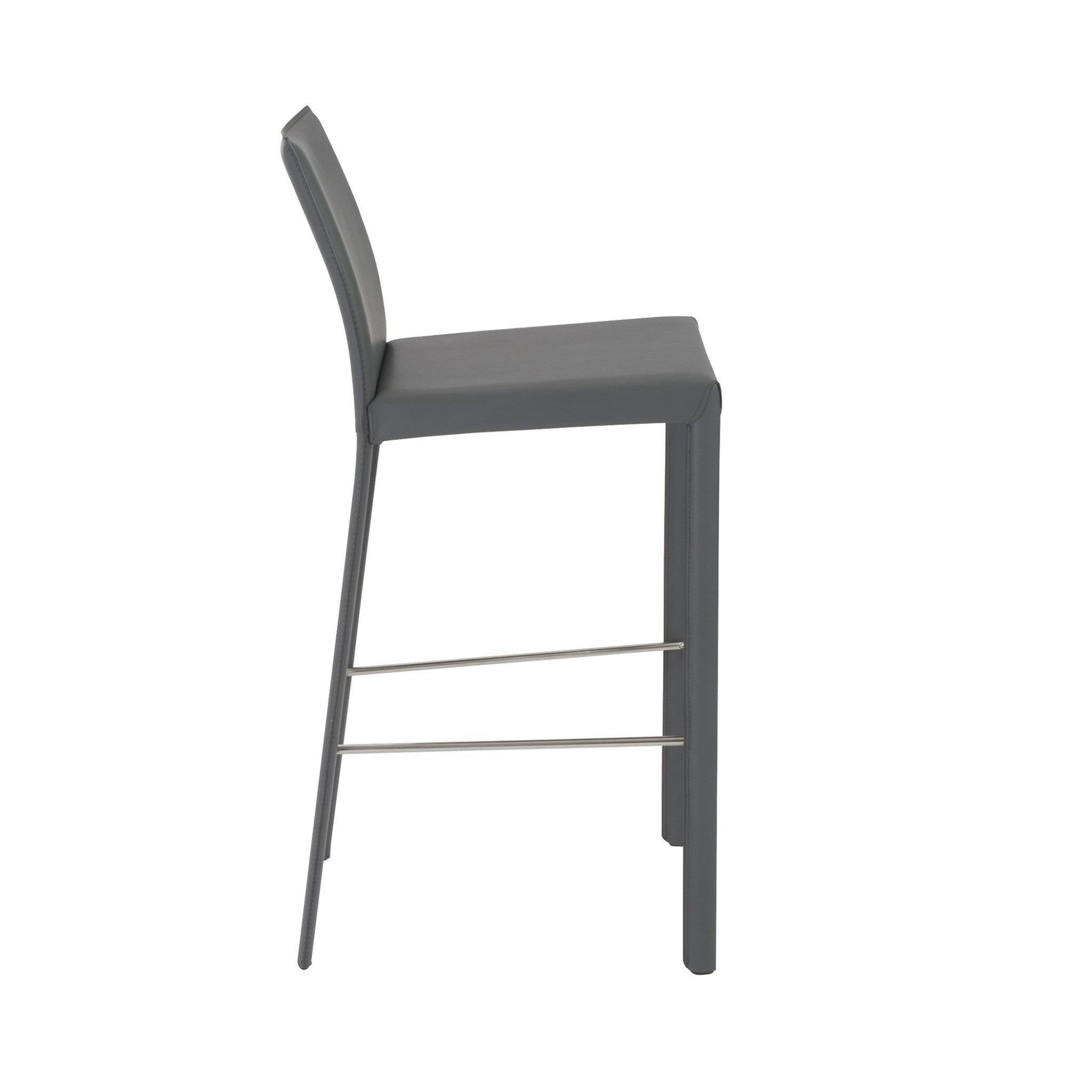 Set of Two 30" Gray Steel Low Back Bar Height Bar Chairs