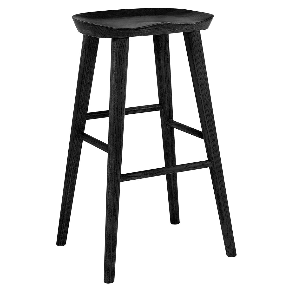 29" Black Wood Backless Bar Height Bar Chair