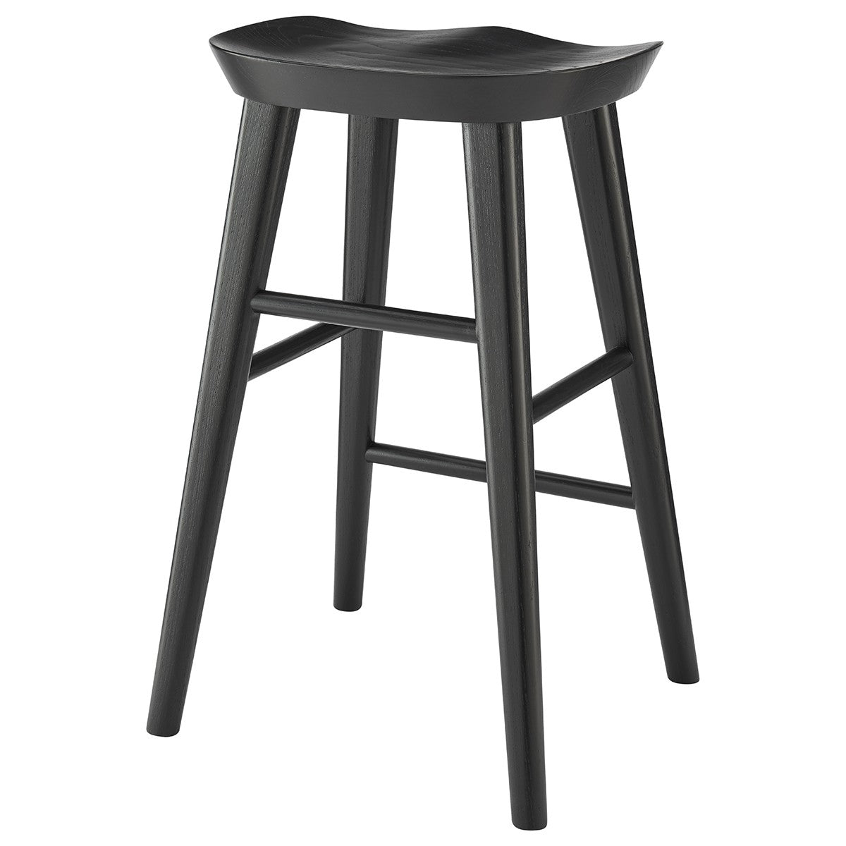 26" Black Solid Wood Backless Counter Height Bar Chair