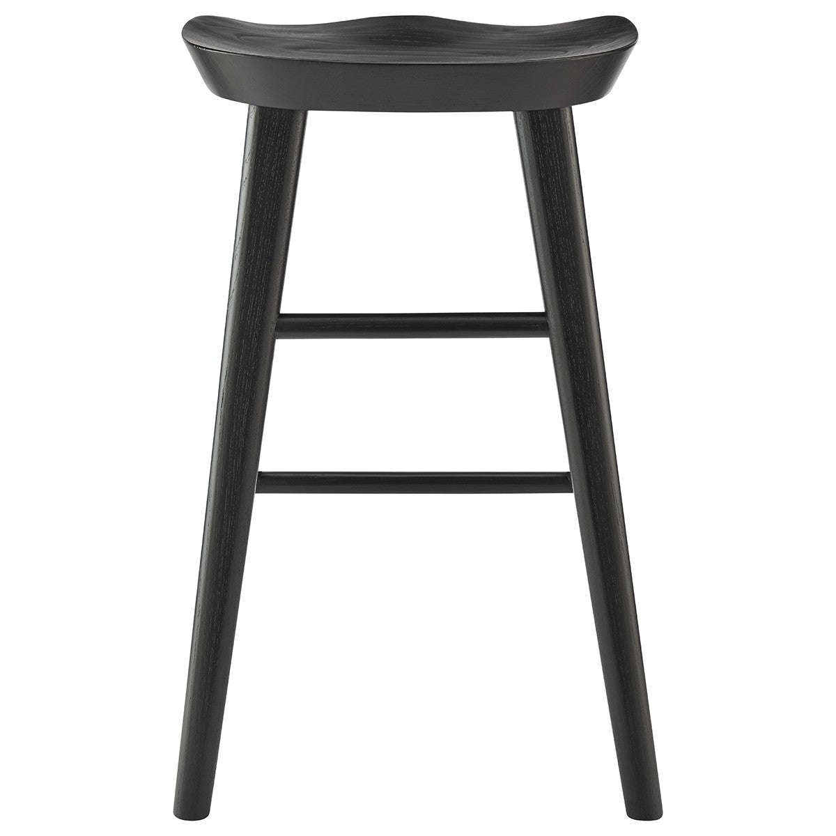 26" Black Solid Wood Backless Counter Height Bar Chair