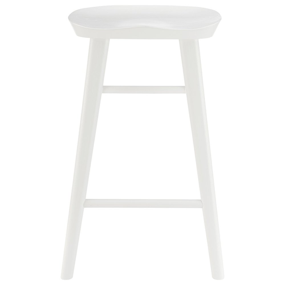 26" White Solid Wood Backless Counter Height Bar Chair