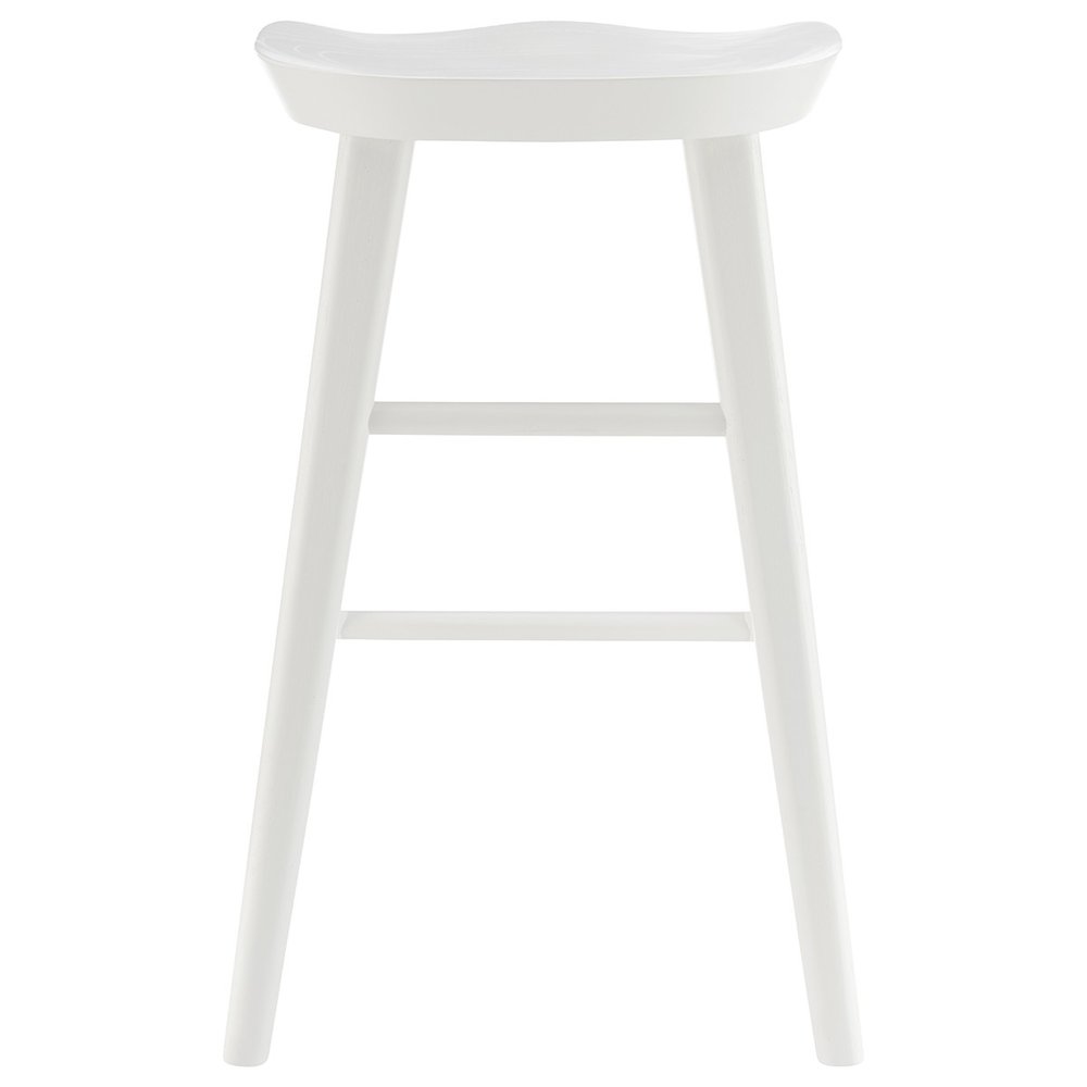 26" White Solid Wood Backless Counter Height Bar Chair