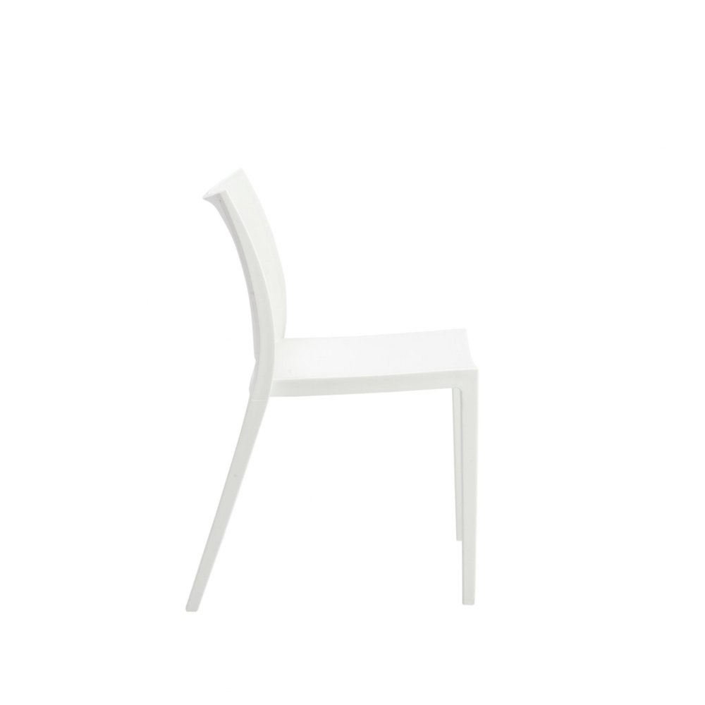 Set of Two White Heavy Duty Plastic Outdoor Stacking Dining Chairs