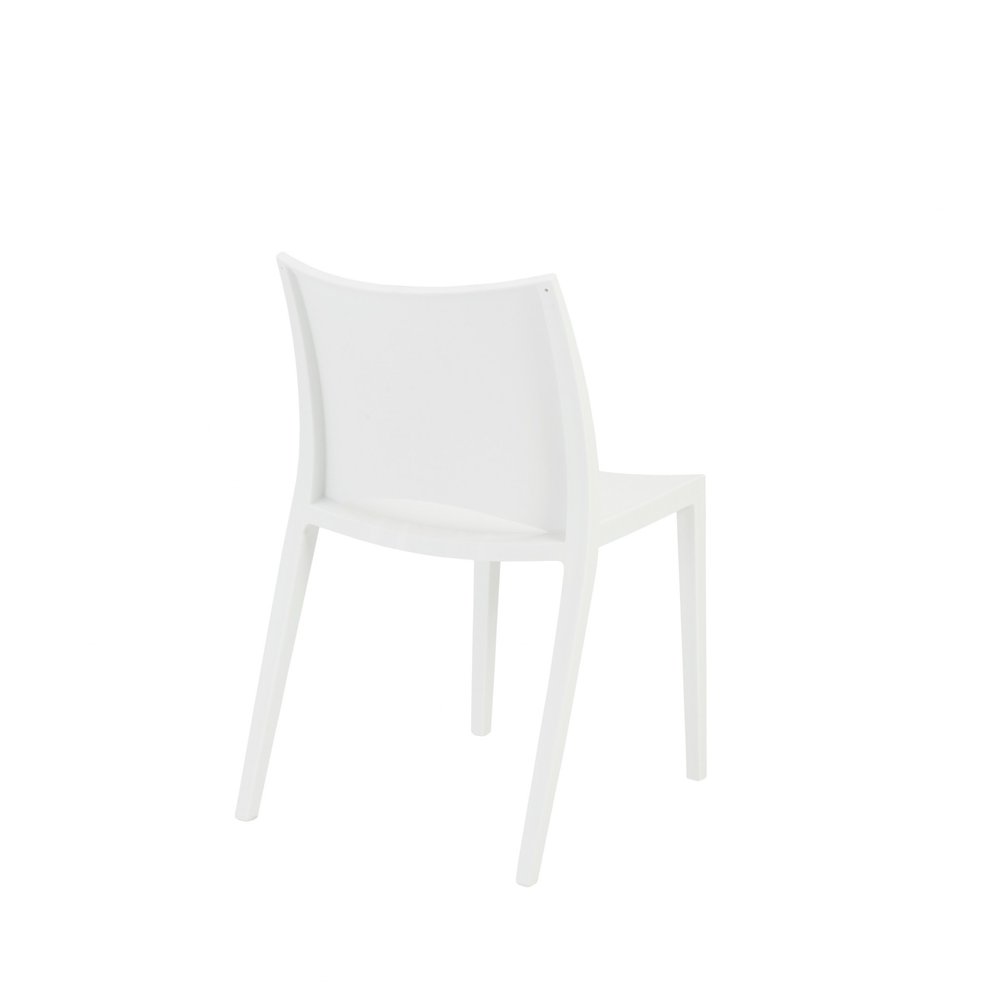 Set of Two White Heavy Duty Plastic Outdoor Stacking Dining Chairs