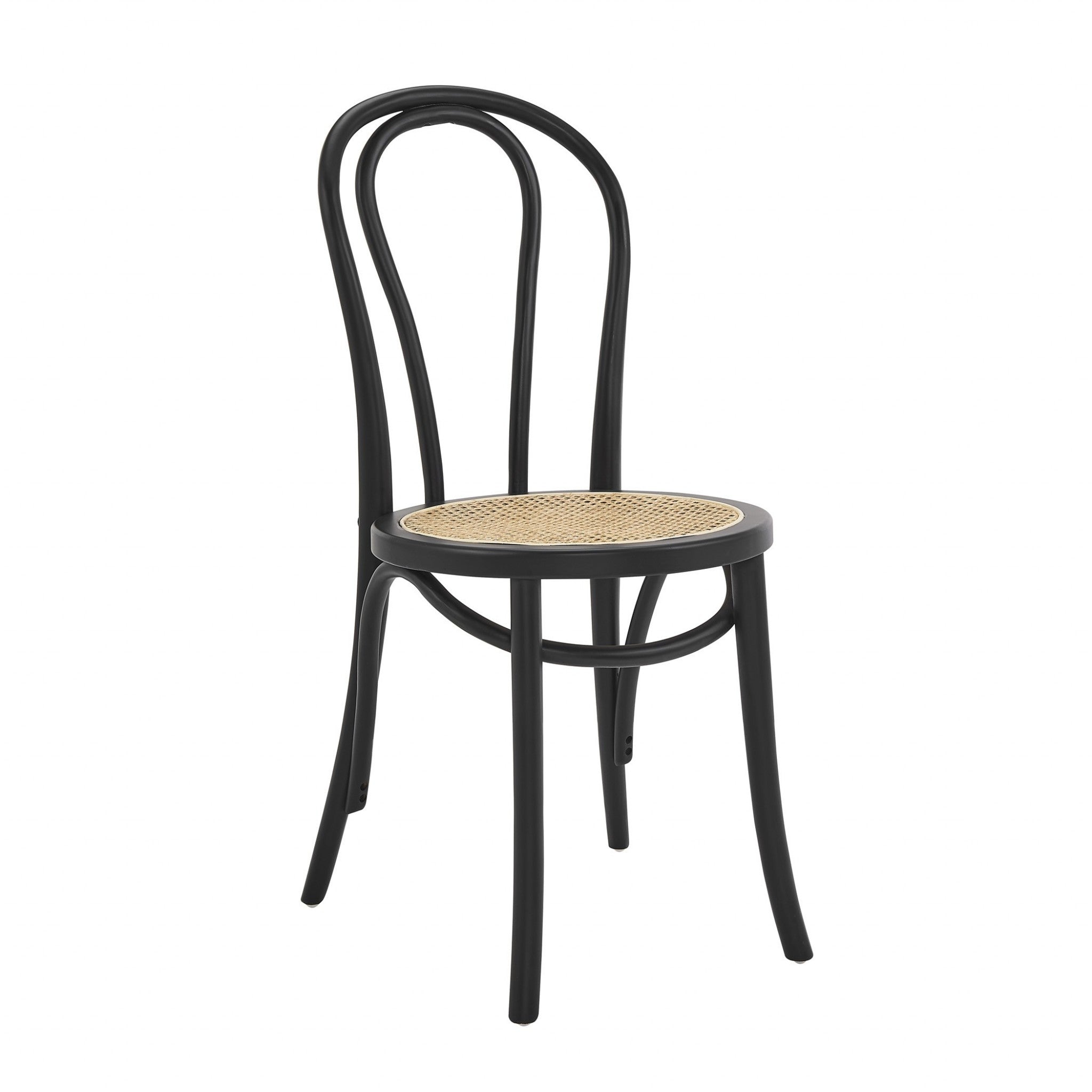 Set of Two Vintage Style Black Cane Dining Chairs