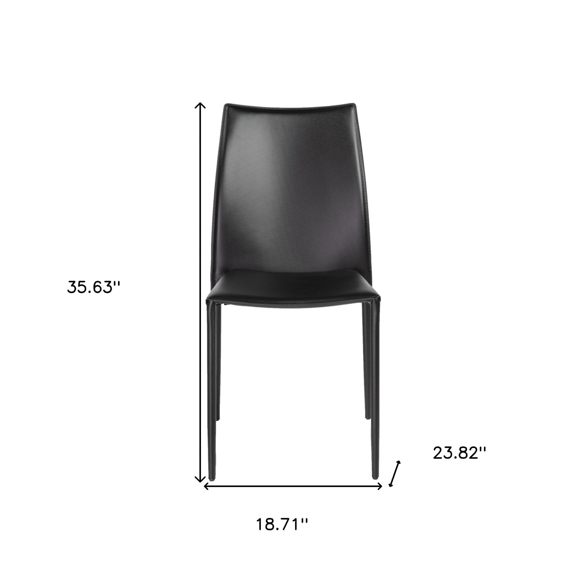 Set of Two Black Upholstered Faux Leather Dining Side Chairs