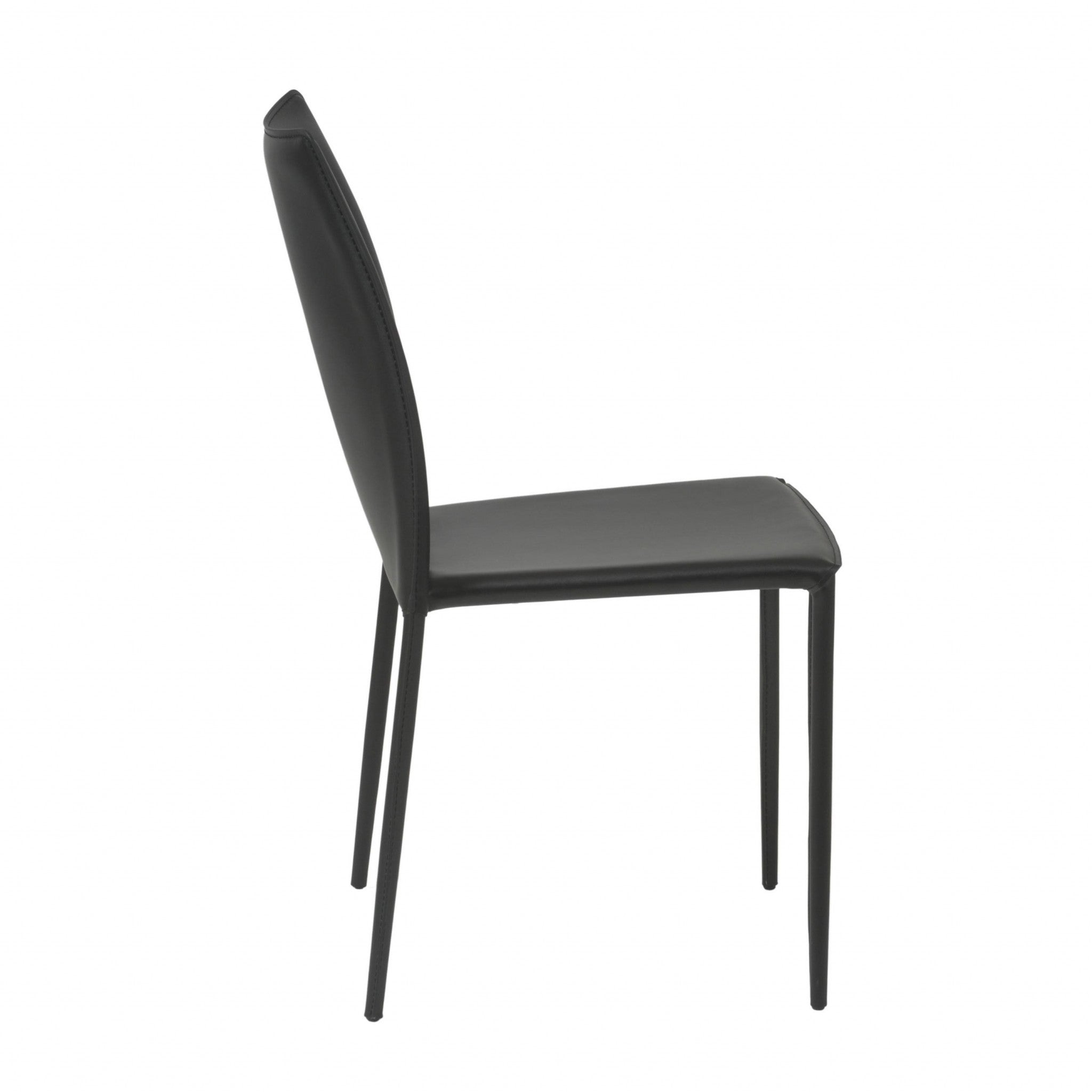 Set of Two Premium All Black Stacking Dining Chairs