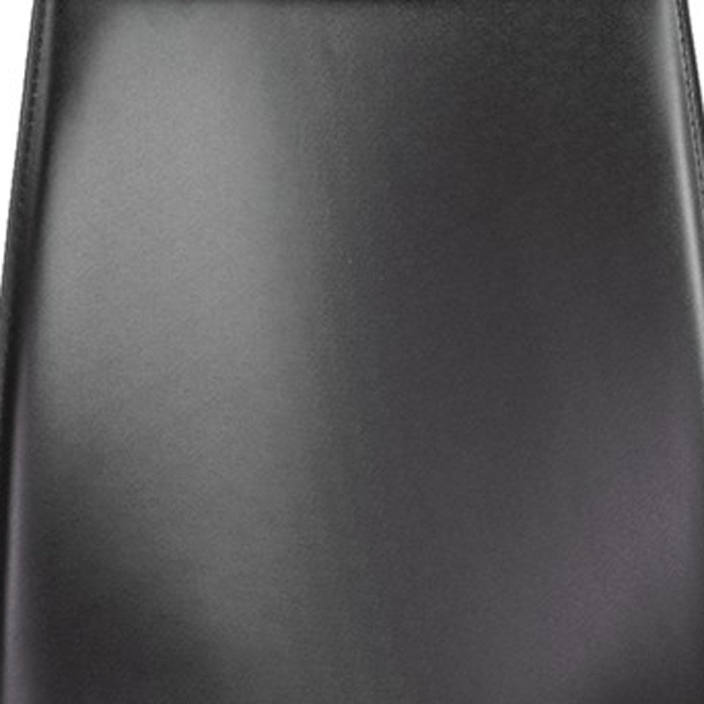 Set of Two Black Upholstered Faux Leather Dining Side Chairs