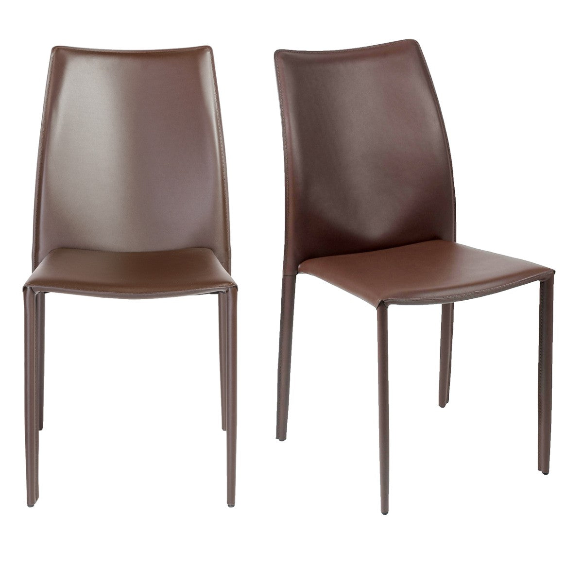 Set of Two All Dark Brown Stacking Chairs