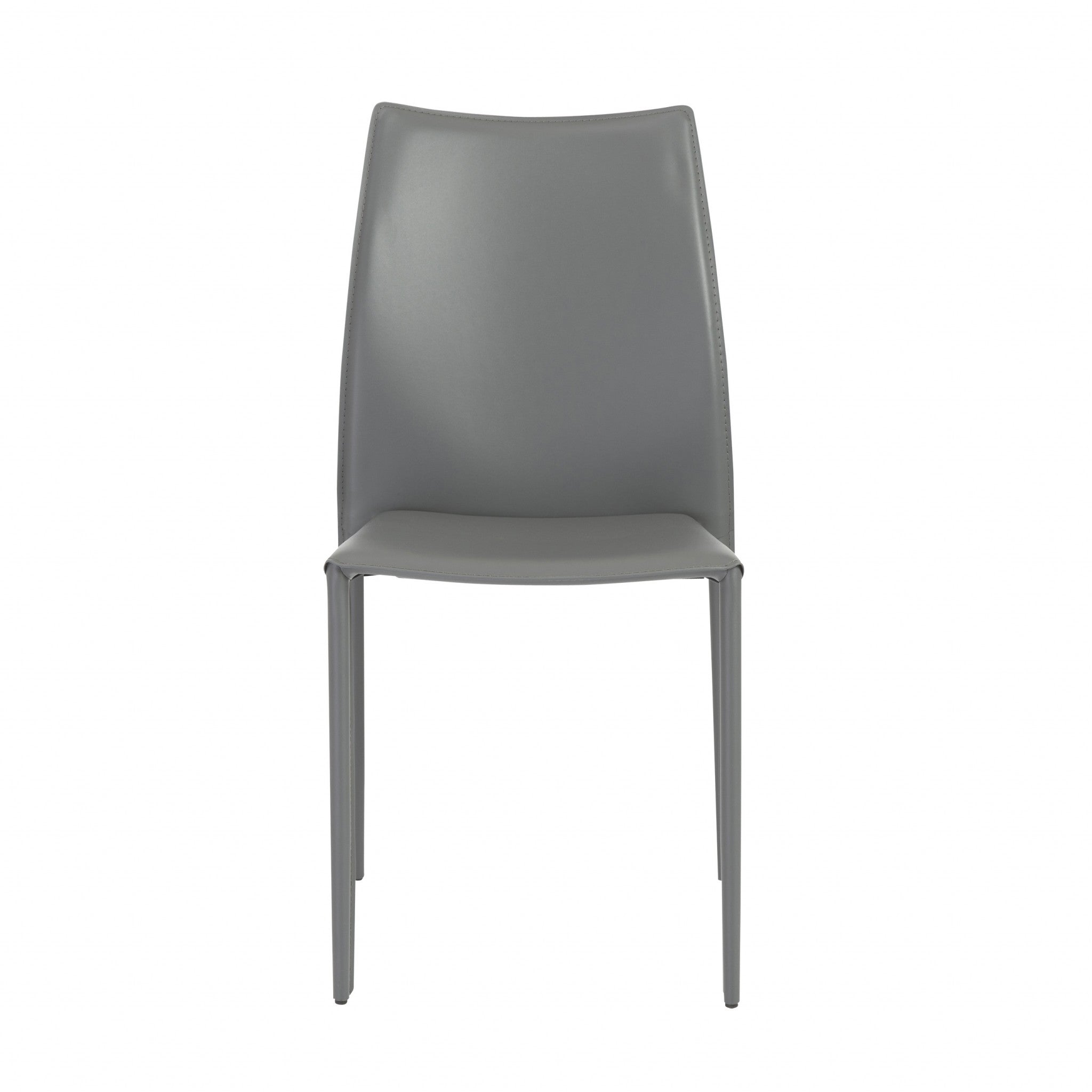 Set of Two Premium All Light Gray Stacking Dining Chairs
