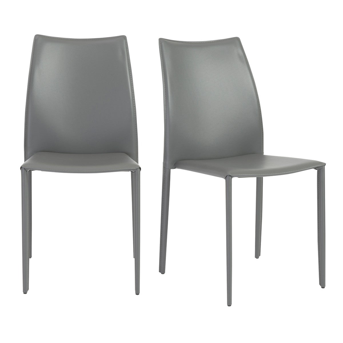 Set of Two Premium All Light Gray Stacking Dining Chairs