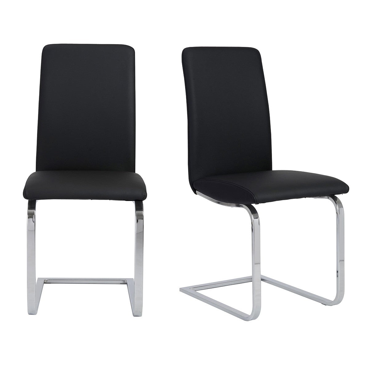 Set of Two Mod Black and Silver Dining Chairs