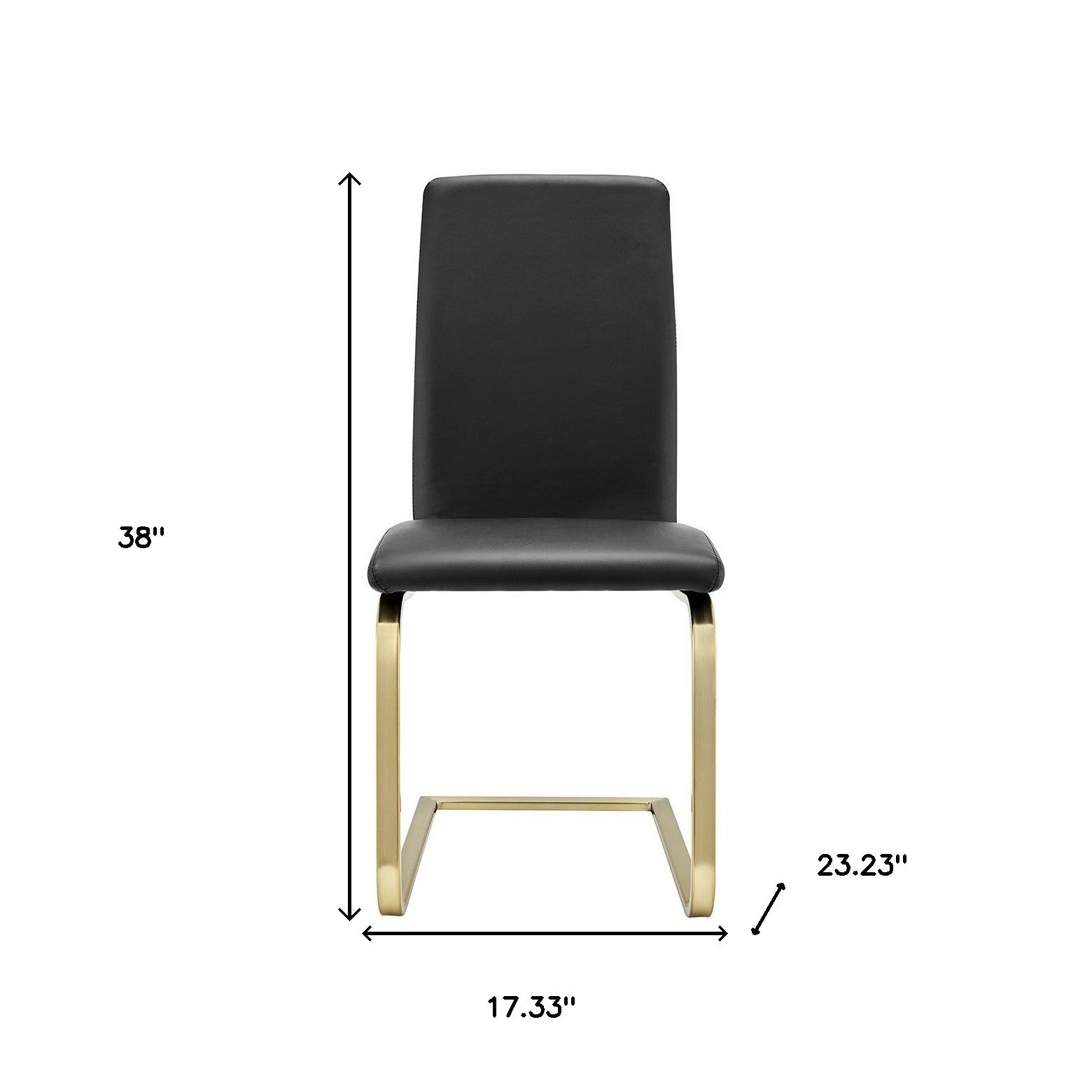 Set of Two Black and Gold Upholstered Leather Dining Side Chairs