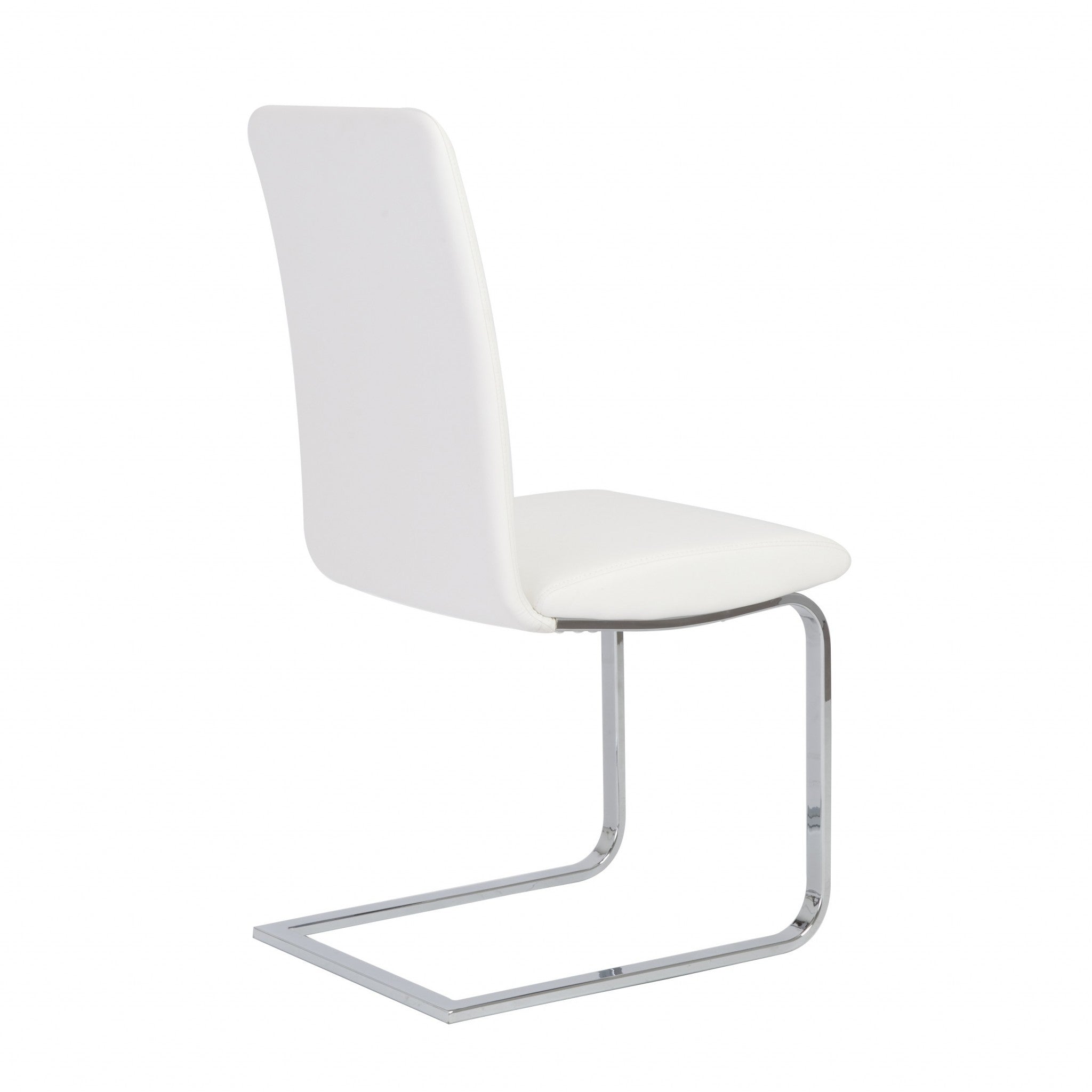 Set of Two Mod White and Silver Dining Chairs