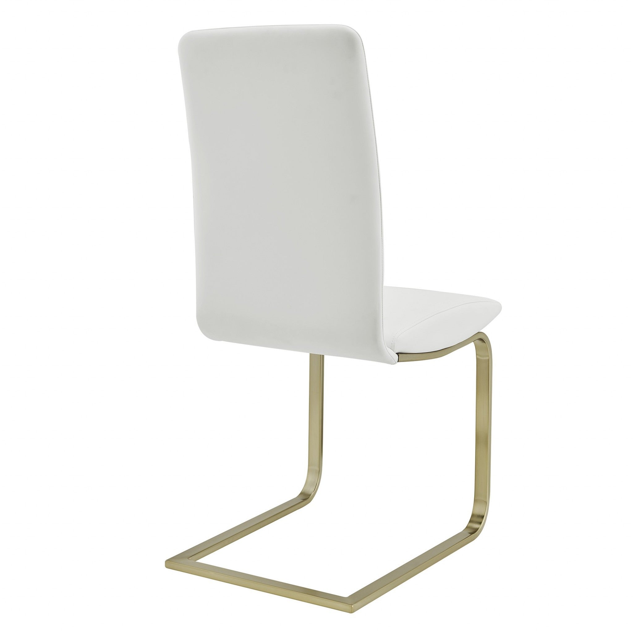 Set of Two Mod White and Gold Dining Chairs