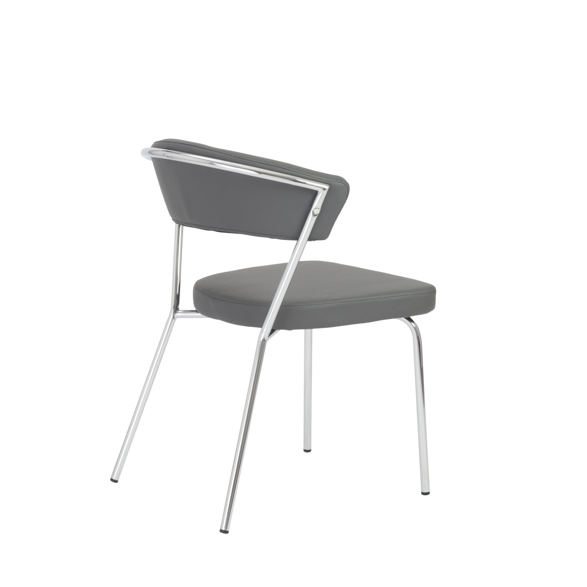 Set of Two Curved Gray Chrome Dining Chairs
