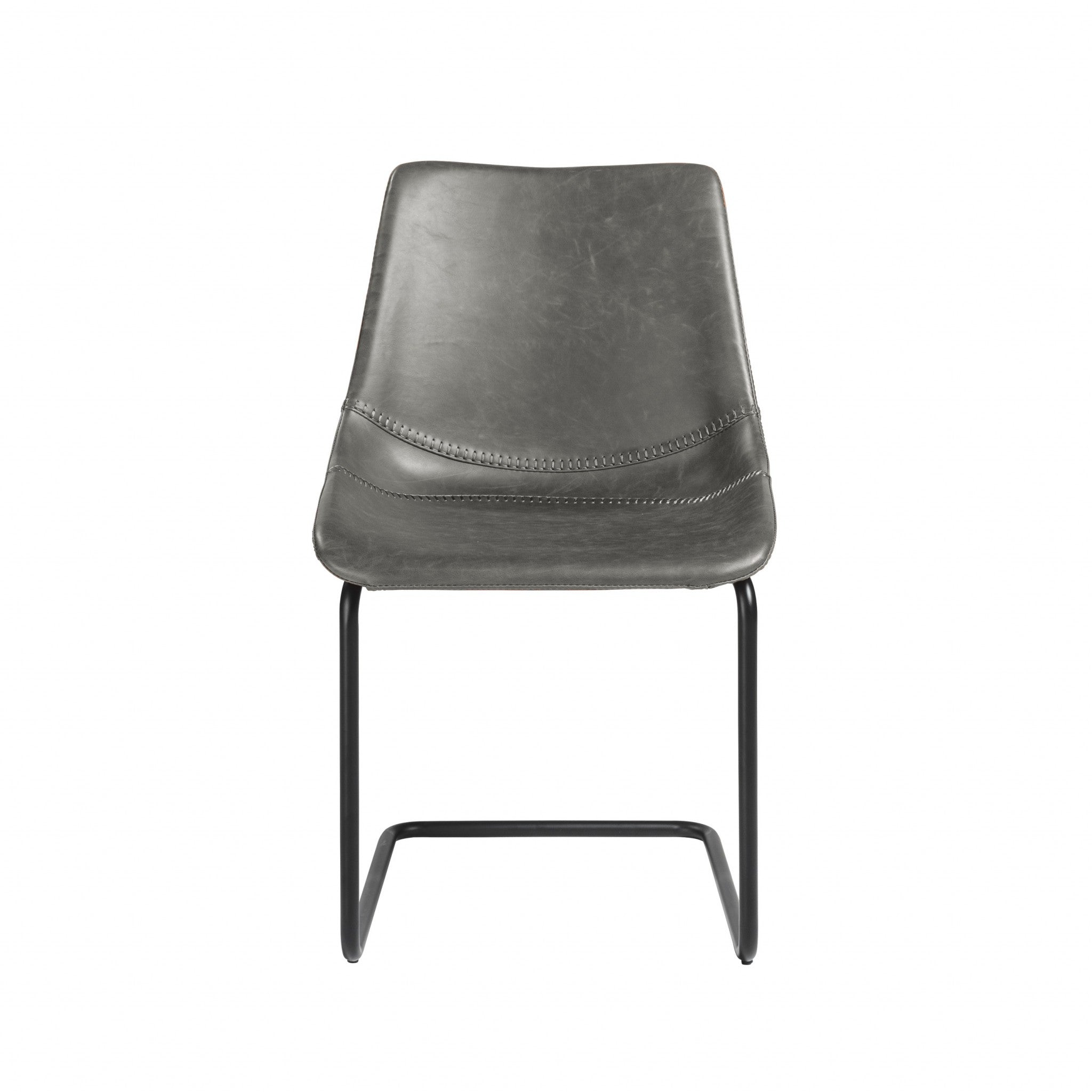 Set of Two Gray Faux Faux Leather Black Cantilever Chairs