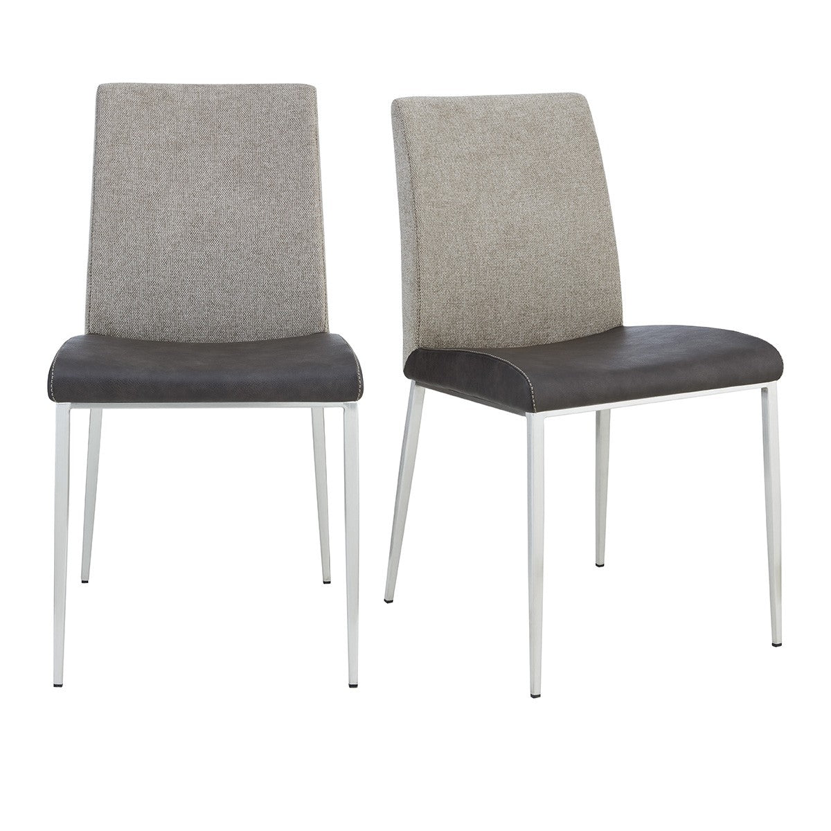 Set of Two Dark Brown and Gray Stainless Steel Chairs