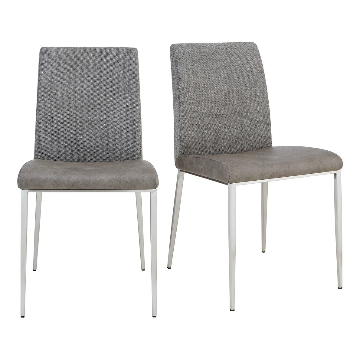 Set of Two Light Brown and Gray Stainless Steel Chairs