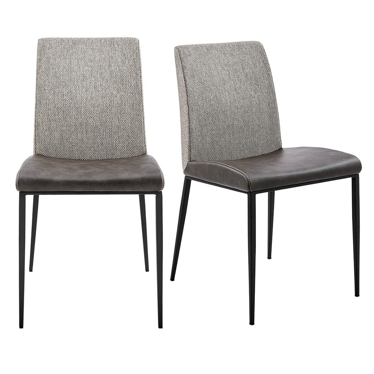 Set of Two Gray and Light Gray Stainless Steel Chairs